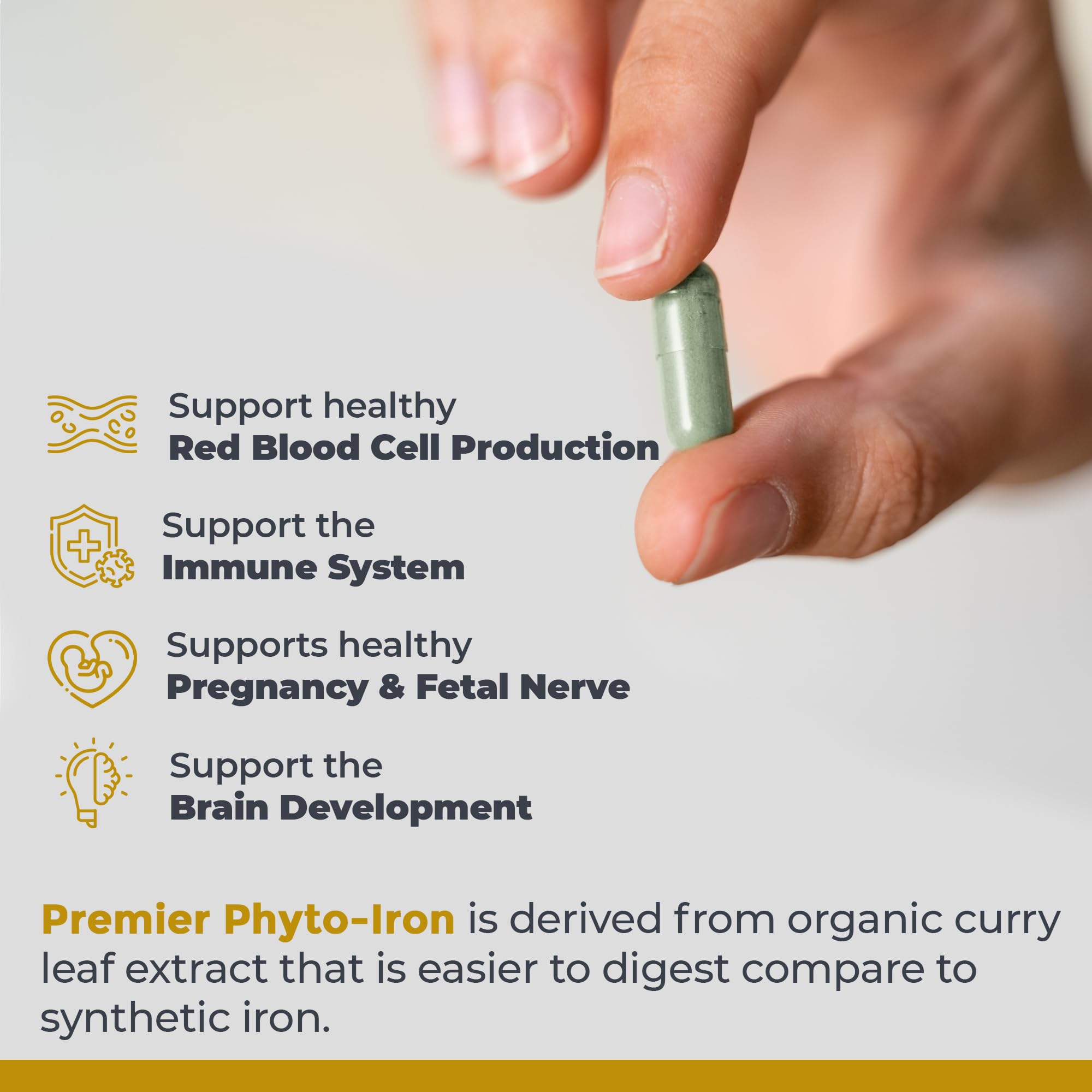 Premier Research Labs Phyto-Iron - Plant Based Iron for Men & Women for Blood Support, Curry Leaves Supplement, Iron Supplements, Non-Heme Iron, 18mg Iron Per Serving - 120 Vegetarian Capsules Premier Research Labs Au supplements