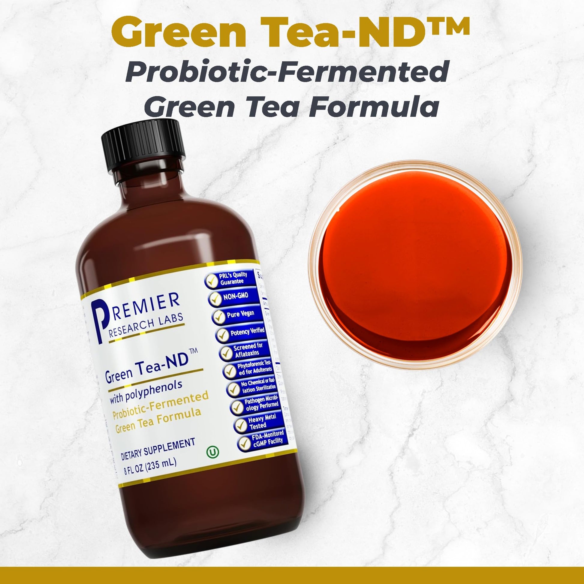 Premier Research Labs Green Tea-ND - Probiotic Fermented Green Tea Extract Supplement with ECGC, Camellia Sinensis Liquid, Supplement Drops for Adults, Vegan Friendly - 8 Fl Oz Bottle Premier Research Labs Au supplements