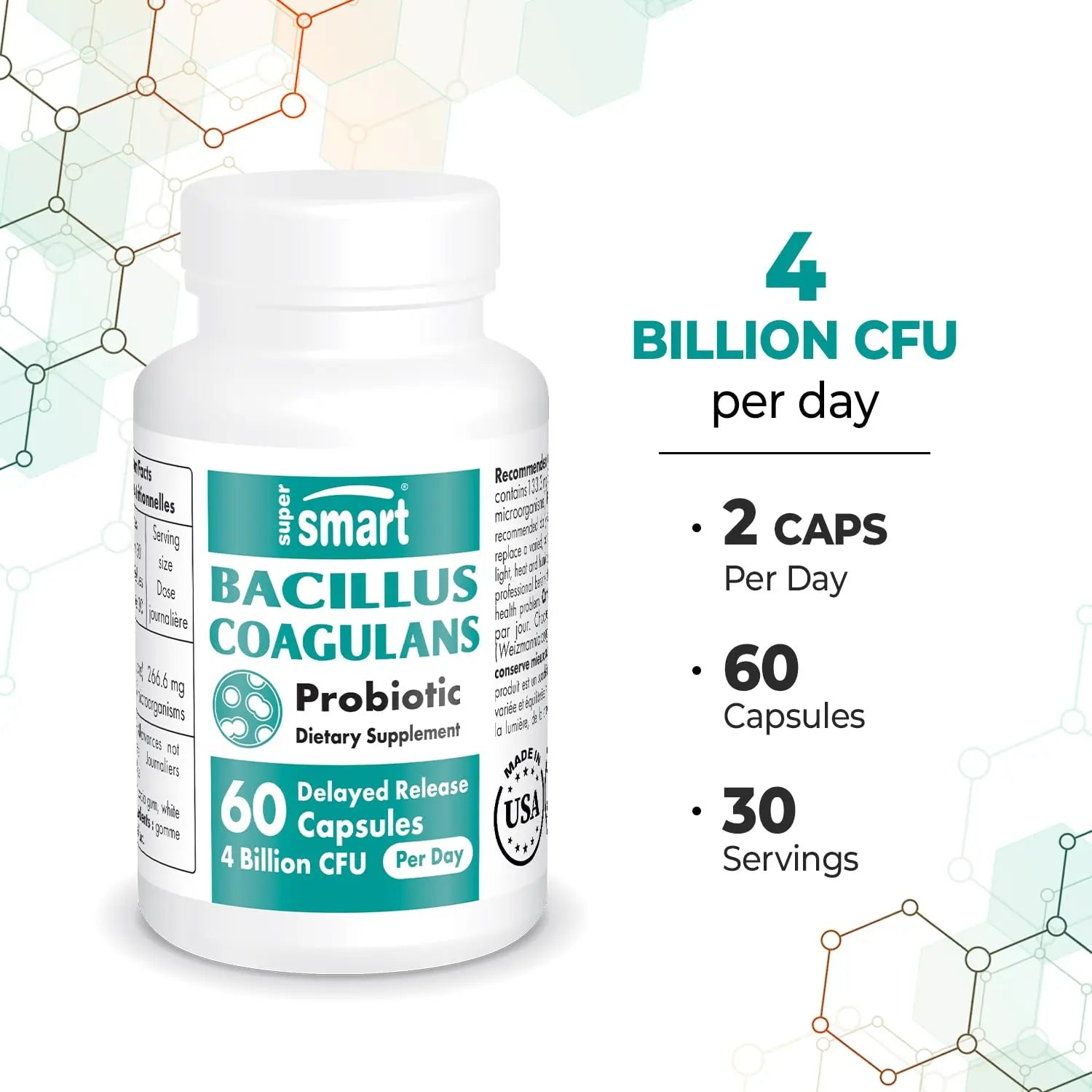 Supersmart - Bacillus Coagulans Probiotic 4 Billion CFU per Day (High Absorption) Supersmart Au supplements