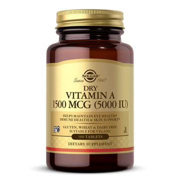 Solgar Dry Vitamin A 1500 mcg (5000 IU), 100 Tablets - Supports Healthy Eyes, Skin & Immune System - Non-GMO, Vegan, Gluten Free,