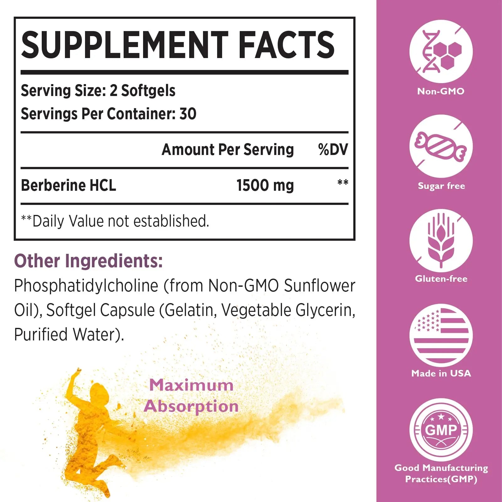 Berberine HCL Supplement 1500mg - High Bioavailability Liposomal Berberine Capsules KoNefancy Au supplements