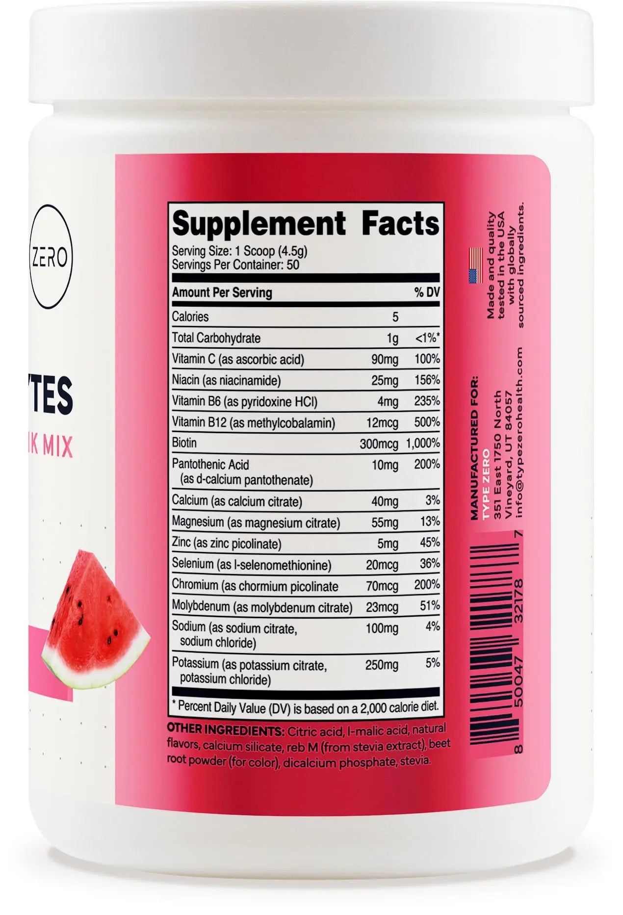Type Zero Clean Electrolytes Hydration Powder Drink Mix + 14 Essential Vitamins & Minerals - Sugar Free, Zero Artificial Ingredients - Watermelon Flavor, 50 Servings Type Zero Au supplements
