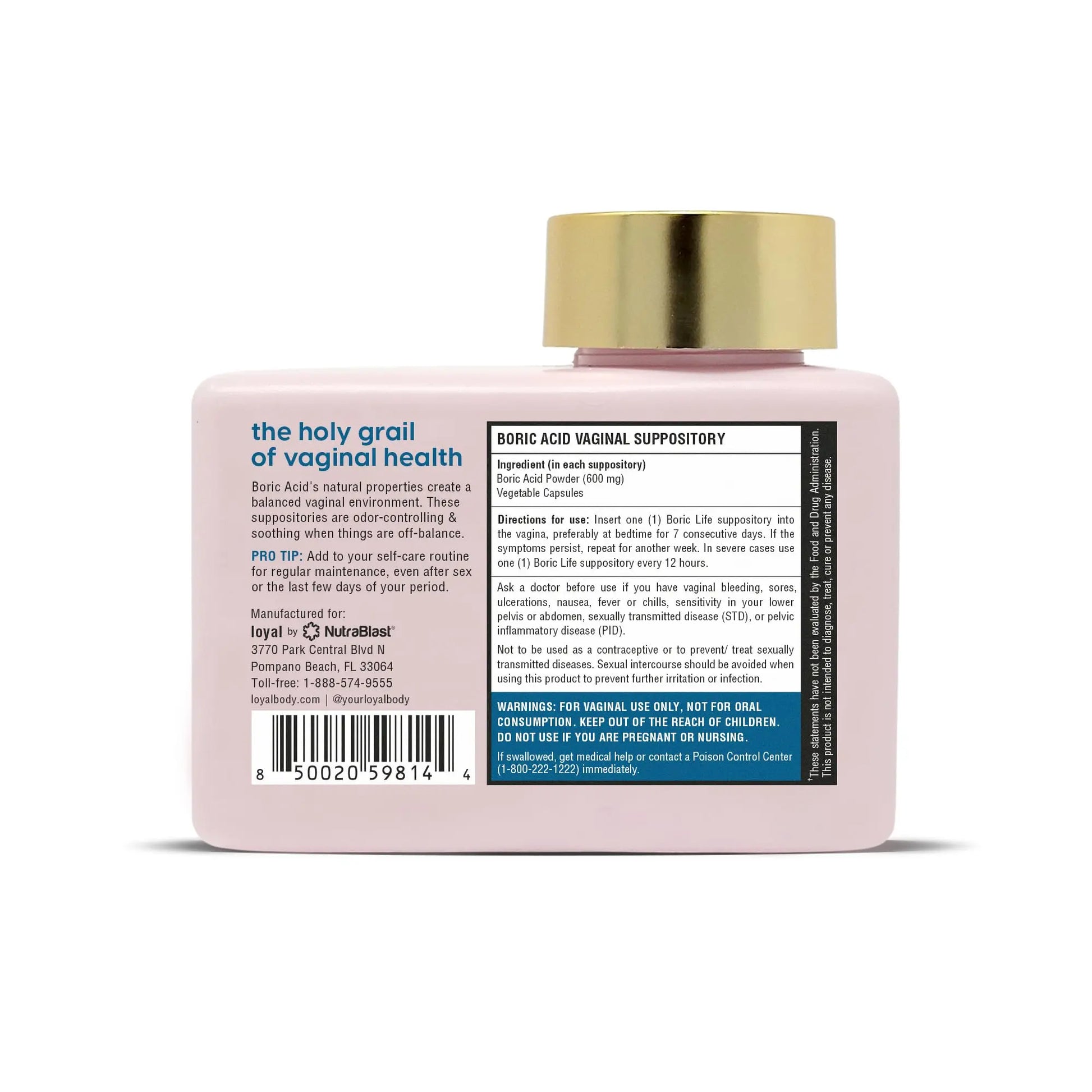Loyal Boric Life - Boric Acid Suppositories - 600mg - Supports Odor Control - Promotes Balance - Soothes Discomfort - Made in USA - 30 Count Loyal Au supplements