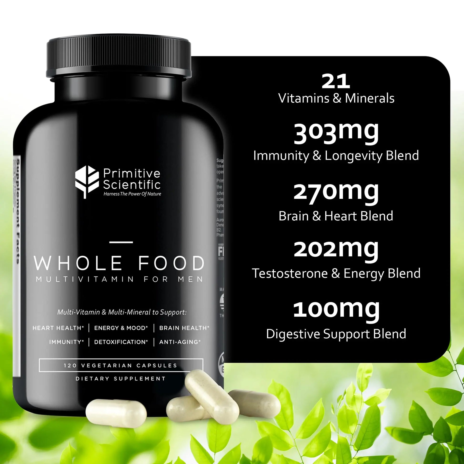 Primitive Scientific Whole Food Natural Multivitamin and Mineral Capsules for Men - All-Day Energy, Inner Zen, and Stronger You (120 Capsules) Primitive Scientific Au supplements