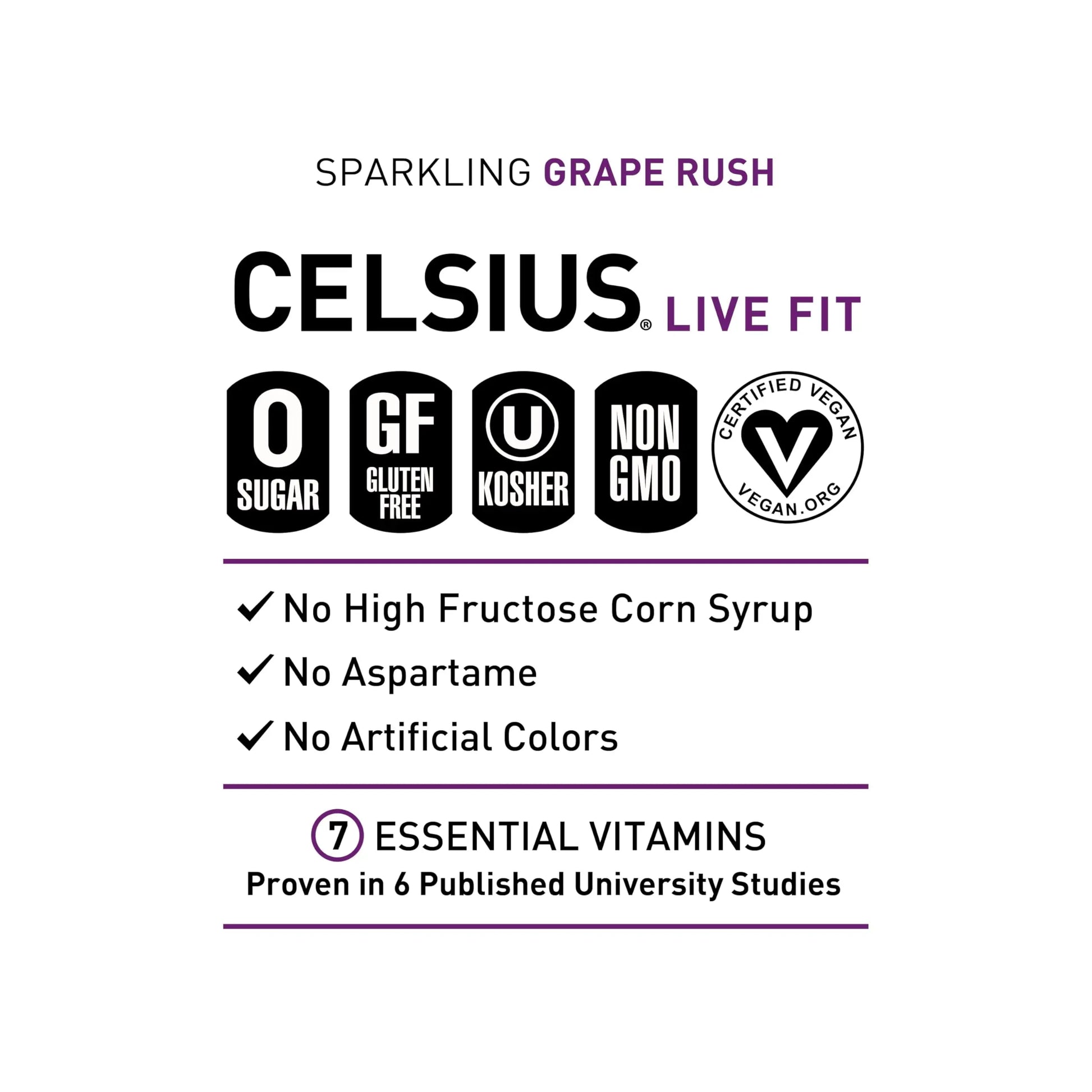 CELSIUS Sparkling Grape Rush, Functional Essential Energy Drink 12 Fl Oz (Pack of 12) CELSIUS Au supplements