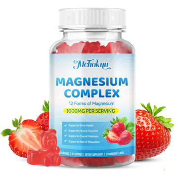 Magnesium Complex Gummies 1000mg | 12-in-1 Magnesium Complex Supplement with Glycinate, Citrate, Malate & Taurate Supports Muscle Function, Bone Health, Rest & Relaxation – Strawberry Flavor, 60 Count Mchokuu Au supplements