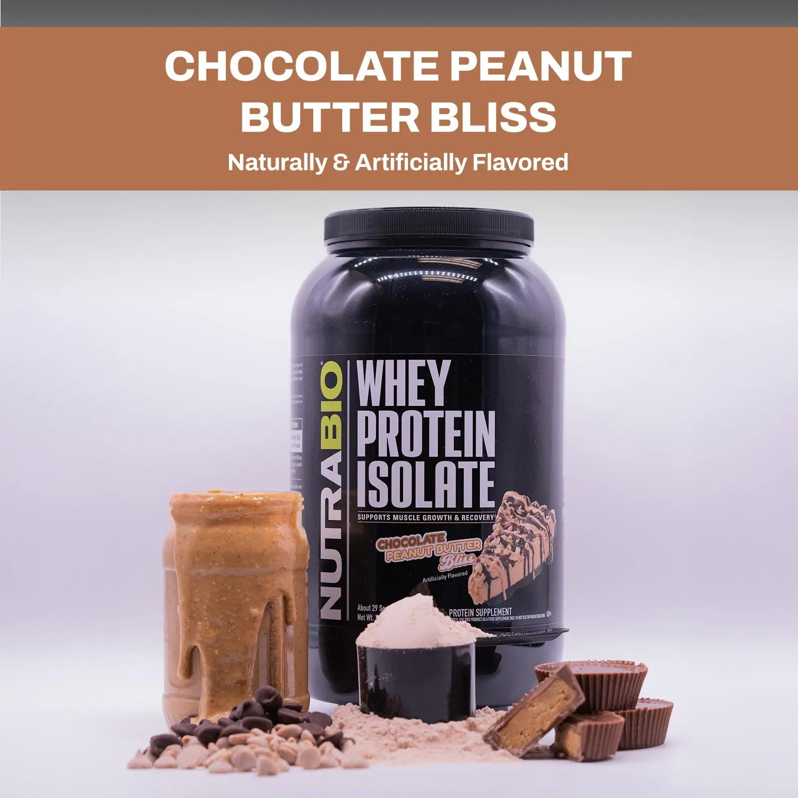 NutraBio Whey Protein Isolate Supplement – 25g of Protein Per Scoop with Complete NutraBio Au supplements