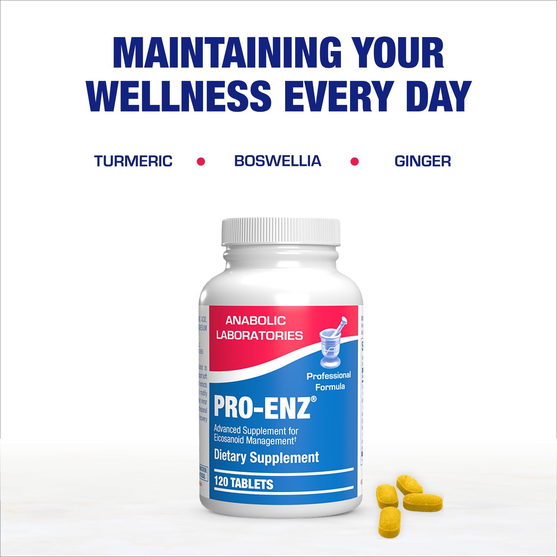Pro ENZ Joint Support Supplement - Clinical Formula Turmeric Boswellia Supplement for Joint & Cartilage Mobility and Comfort Support Plus Eicosanoid Management with Proteolytic Enzymes (120 Servings) Anabolic Laboratories Au supplements