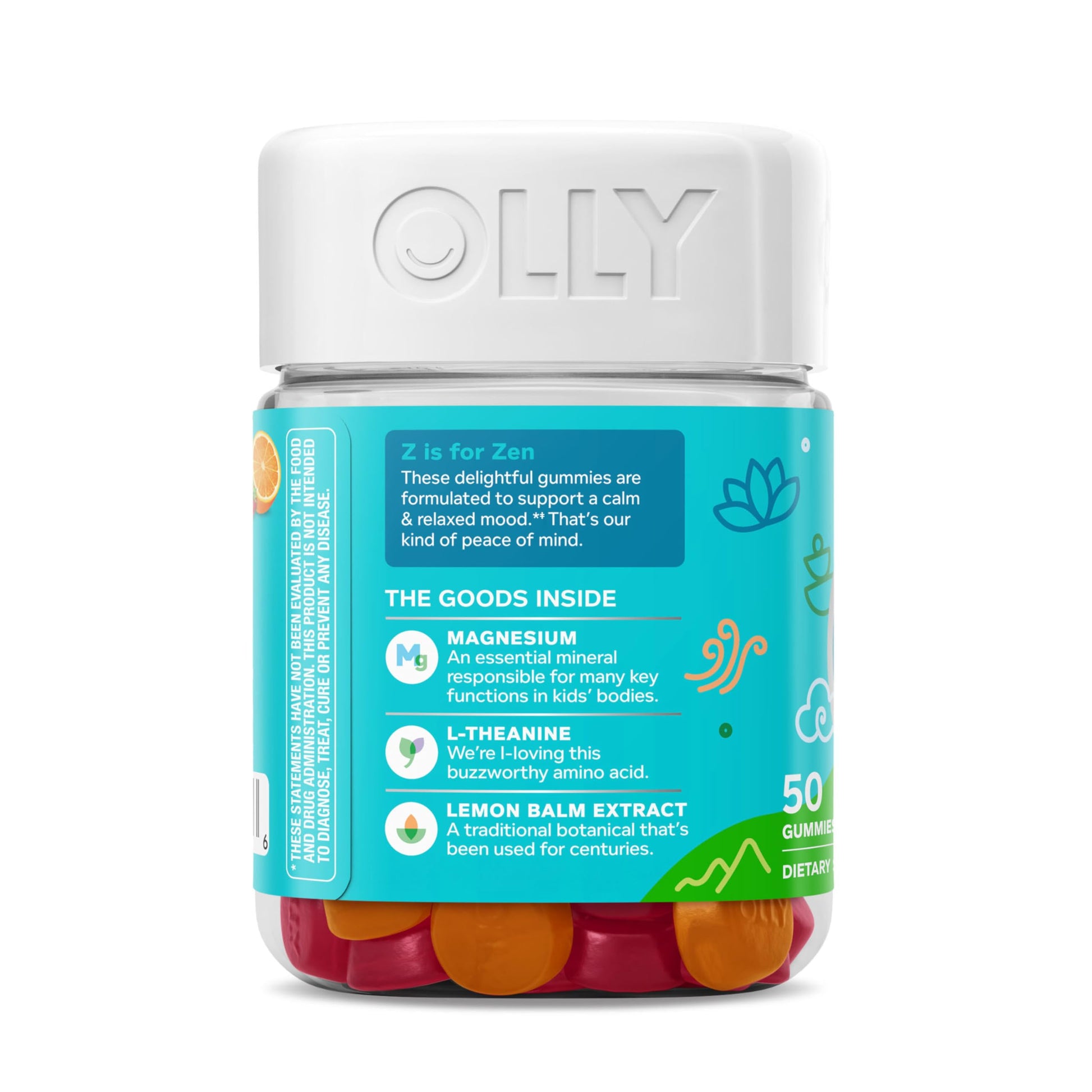 OLLY Kids Chillax Gummy, For a Calm and Relaxed Mood*, Magnesium, L-Theanine, Lemon Balm Extract, Chewable Supplement, Sherbet Flavored, 25 Day Supply - 50 Count OLLY Au supplements