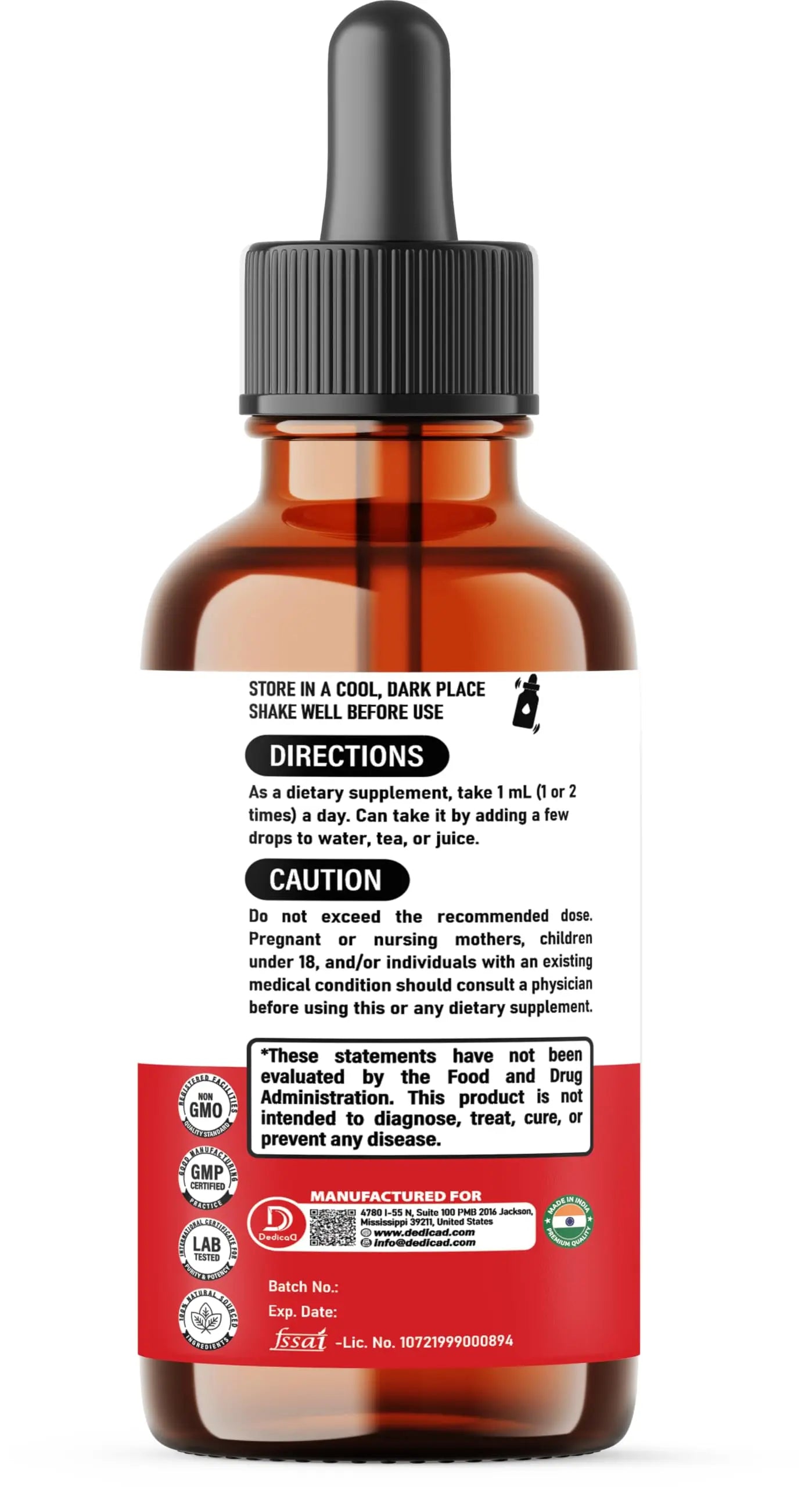 DEDICAD 11in1 Black Walnut Wormwood Cloves Liquid Drops with Cloves Buds, Senna Leaf, Psyllium Husk, Fennel Seed, Papaya Leaf and More - 2 oz Fl - 60 Days - Strawberry Flavor DEDICAD Au supplements