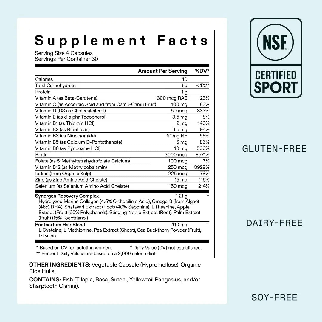 Nutrafol Postpartum Hair Growth Supplements, Clinically Tested for Visibly Thicker Hair and Less Shedding, Breastfeeding-friendly - 1 Month Supply Nutrafol Au supplements