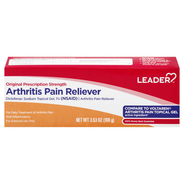 Leader Arthritis Pain Relief Gel, Original Prescription Strength, Diclofenac Sodium Topical Gel 1%, for Adults, Both Men & Women, and Children 12+, Compare to Voltaren, 3.53 Oz Leader Au supplements
