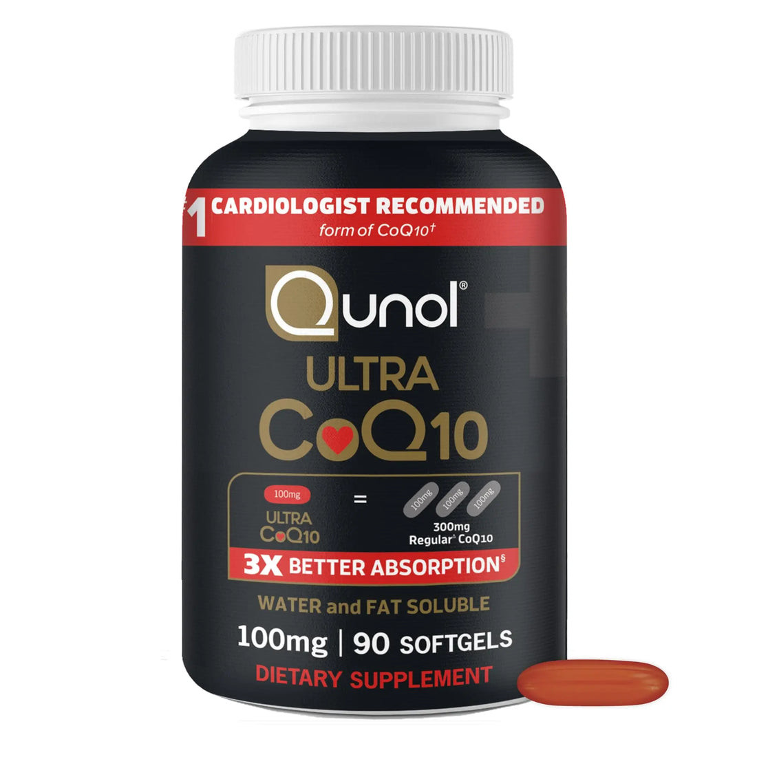 Qunol Ultra CoQ10 100mg Softgels- 3x Better Absorption, Antioxidant for Heart Health & Energy Production, Coenzyme Q10 Vitamins Qunol Au supplements