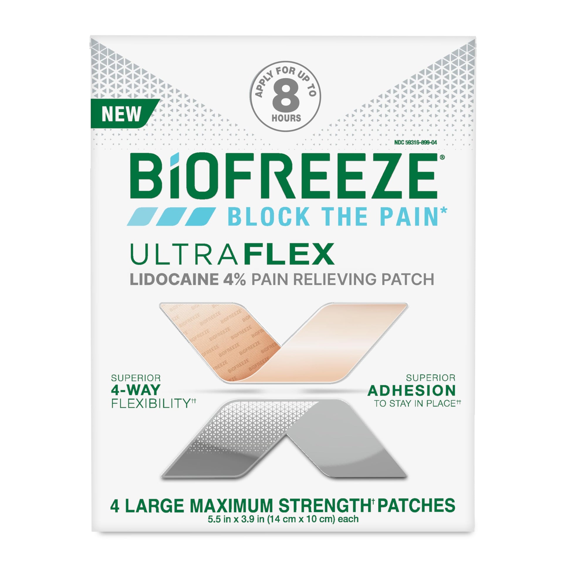 Biofreeze Ultraflex Maximum Strength 4% Lidocaine Patches, Non-Menthol, Flexible Pain Relief Patch for Lower Back, Lidocaine Patch for Neck, Knee, Shoulder, 4 Large Pain Patches Biofreeze Au supplements