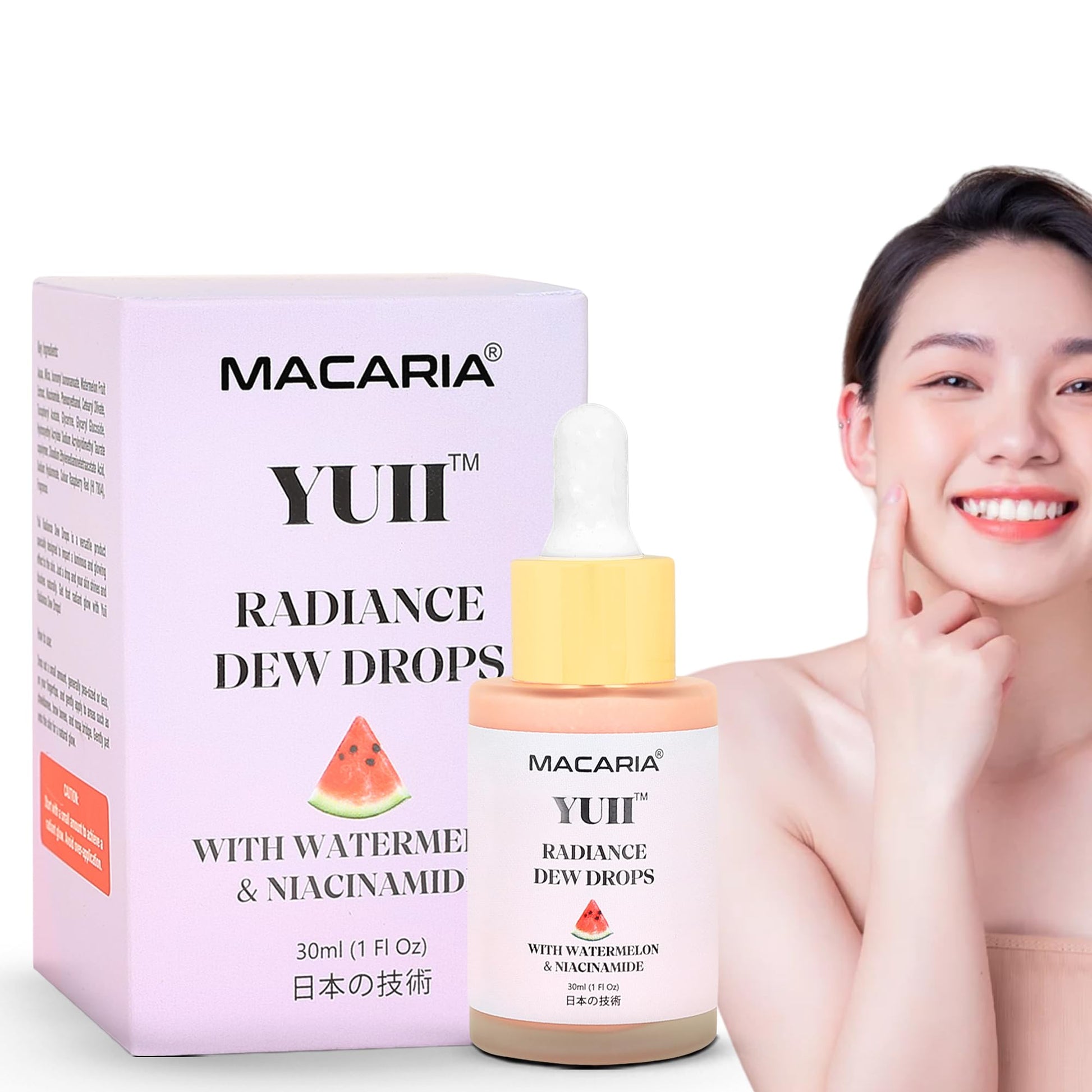 Yuii Niacinamide Serum Dew Drops - Face Moisturizer with Watermelon Fruit Extract - Glow Drops for Skincare and Makeup - Hydrating Formula for Radiant Skin - Pink Finish for Women & Girls MACARIA Au supplements