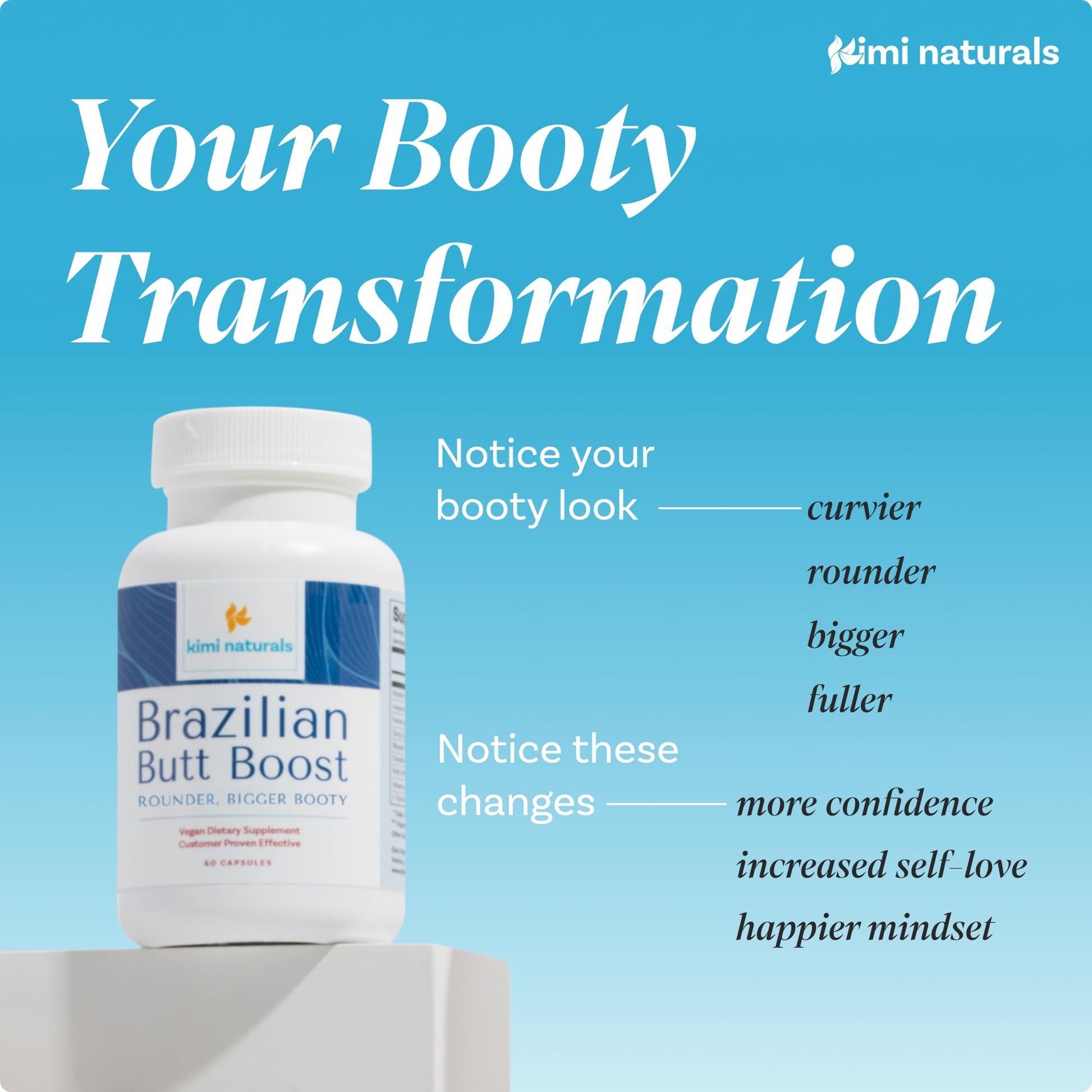 Kimi Naturals Butt Enhancer Pills - Tightening and Butt Lifting Supplements for Bigger Booty and Curvy Hips - Fast Growth Bum Enhancement 60 Capsules KIMI Au supplements