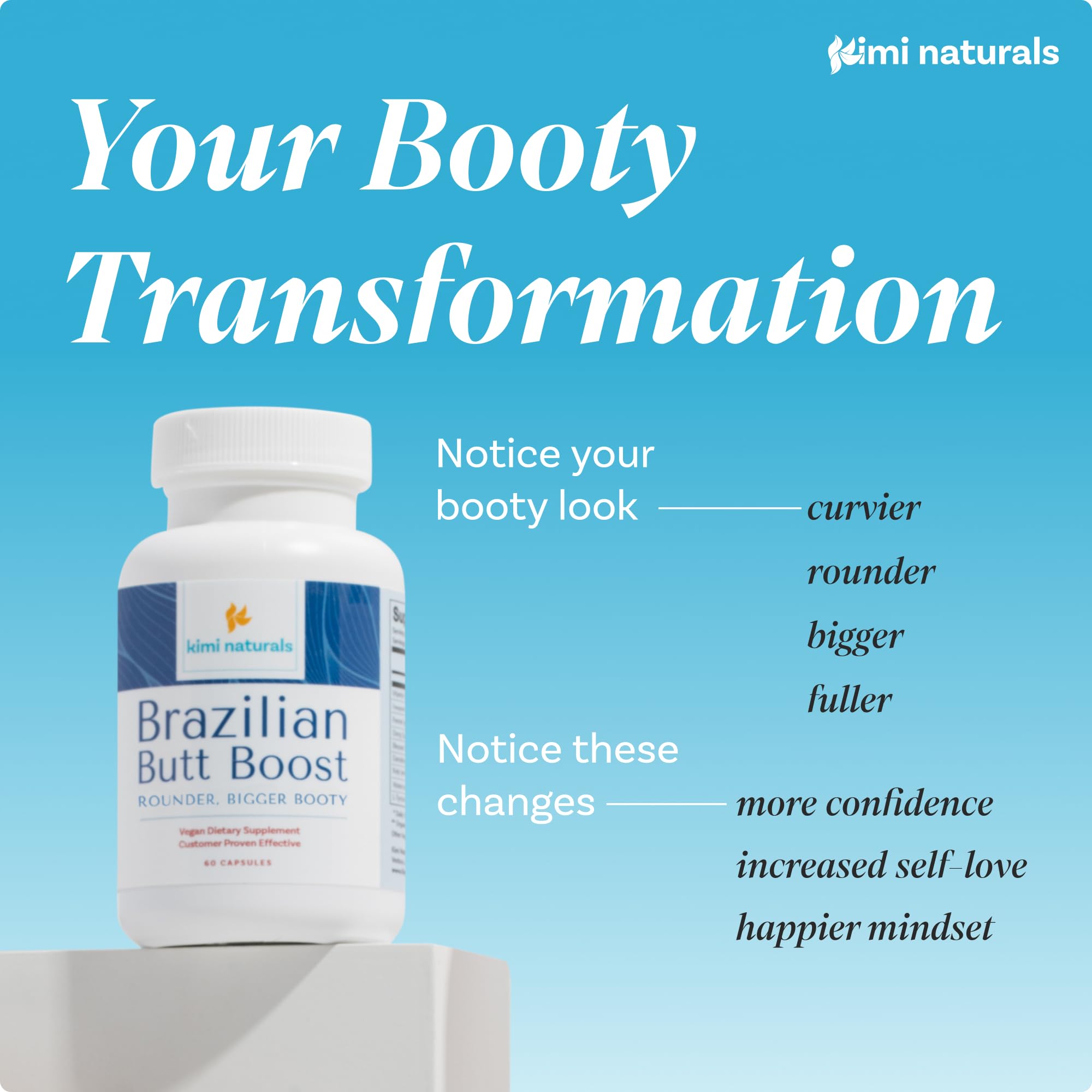 Kimi Naturals Butt Enhancer Pills - Tightening and Butt Lifting Supplements for Bigger Booty and Curvy Hips - Fast Growth Bum Enhancement 60 Capsules KIMI Au supplements
