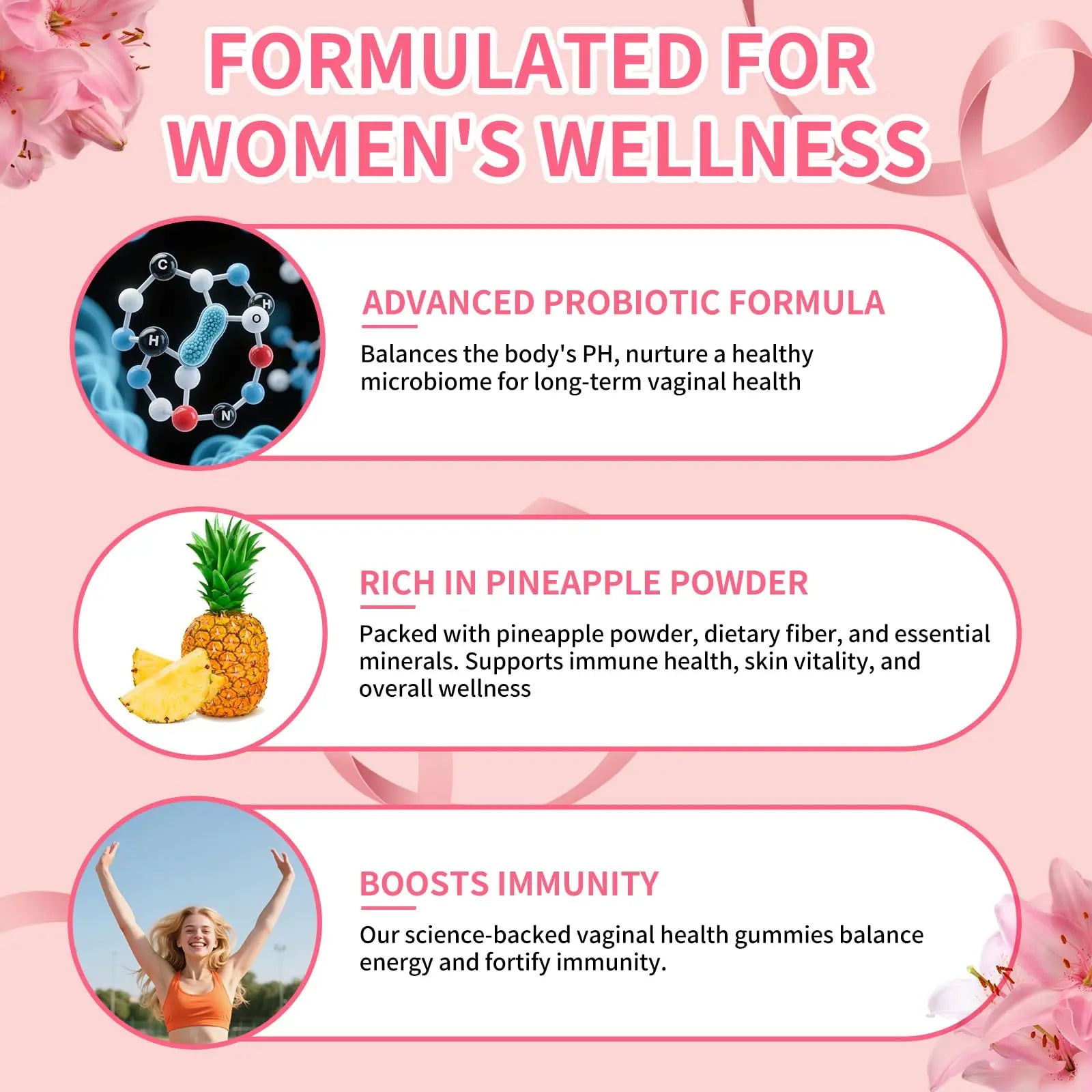4 BIRDIES GOLF Premium Feminine Balance Gummies for Women's Health, Hawaiian Pineapple Gummies for Women Vaginal Probiotic & pH Balance Support - Vegan - Healthy Odor - Gluten-Free - 60 Count 4 BIRDIES GOLF Au supplements