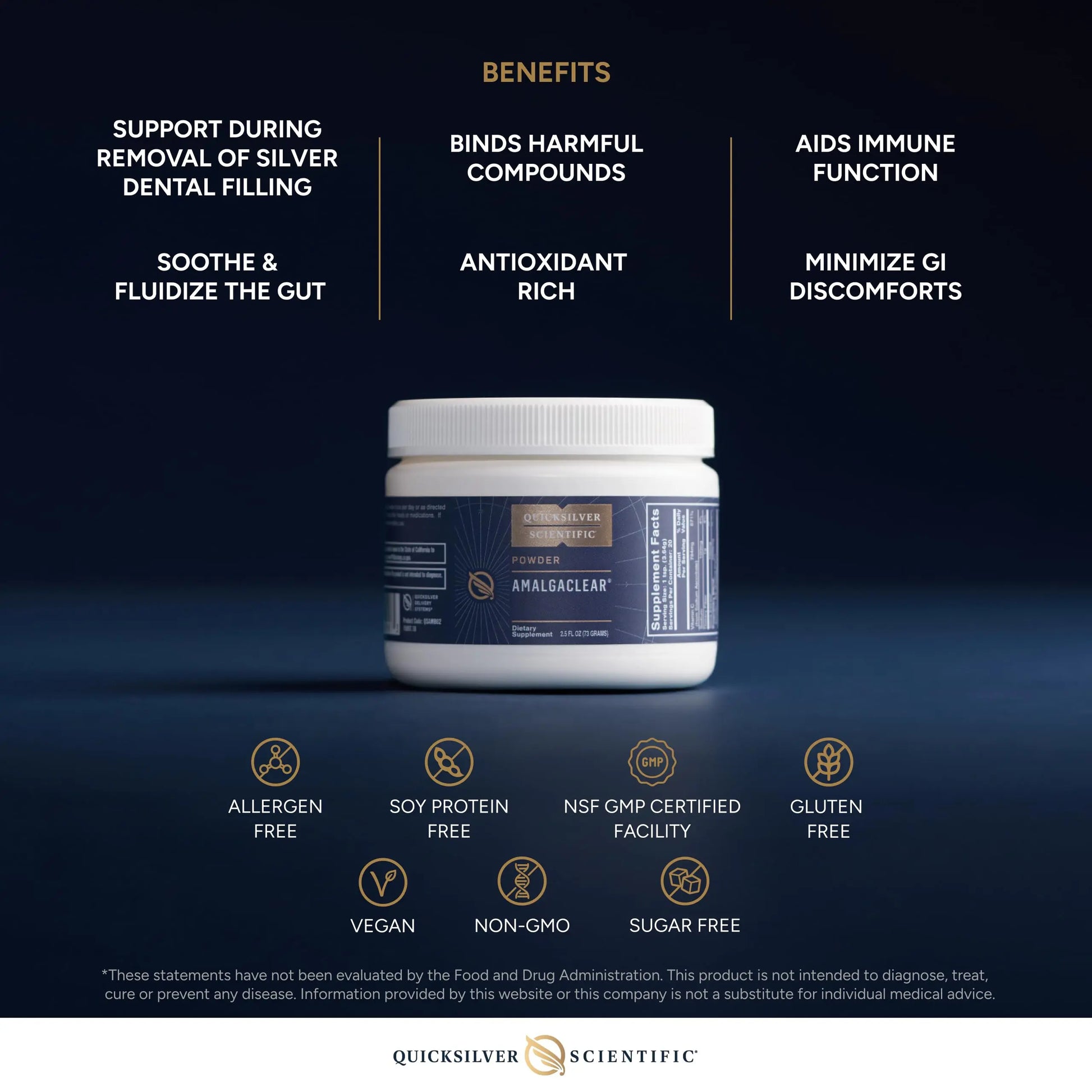Quicksilver Scientific AmalgaClear - Detox Support with Modified Citrus Pectin & Silica Extract (73g) Quicksilver Scientific Au supplements