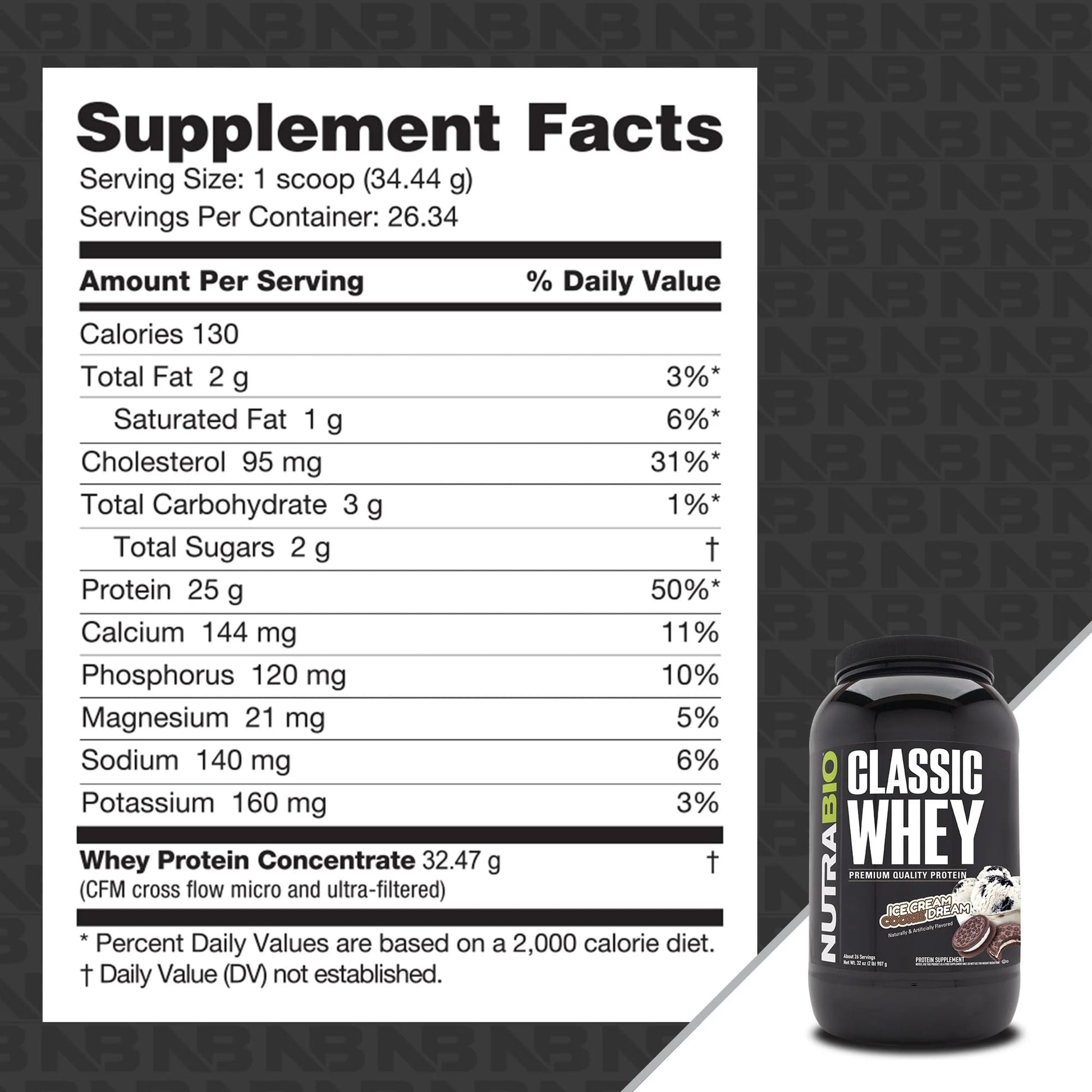 NutraBio Classic Whey Protein Powder- 25G of Protein Per Scoop - Ice Cream Cookie NutraBio Au supplements