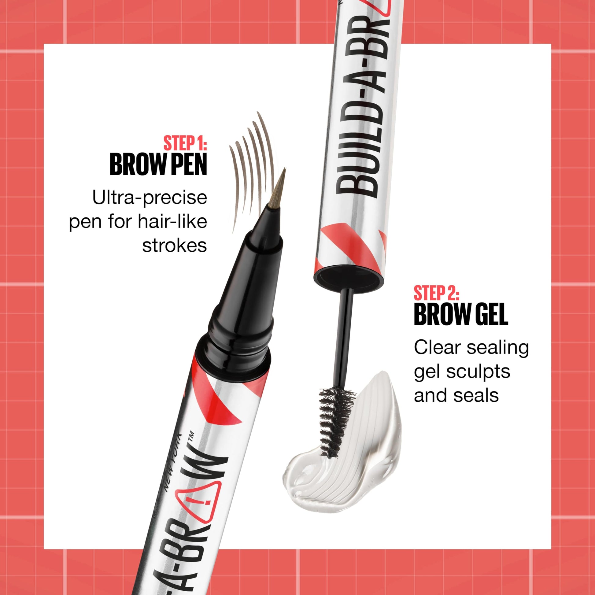 Maybelline Build-A-Brow 2-in-1 Brow Pen and Sealing Eyebrow Gel, Eyebrow Makeup for Real-Looking, Fuller Brows, Black Brown, 1 Count MAYBELLINE Au supplements