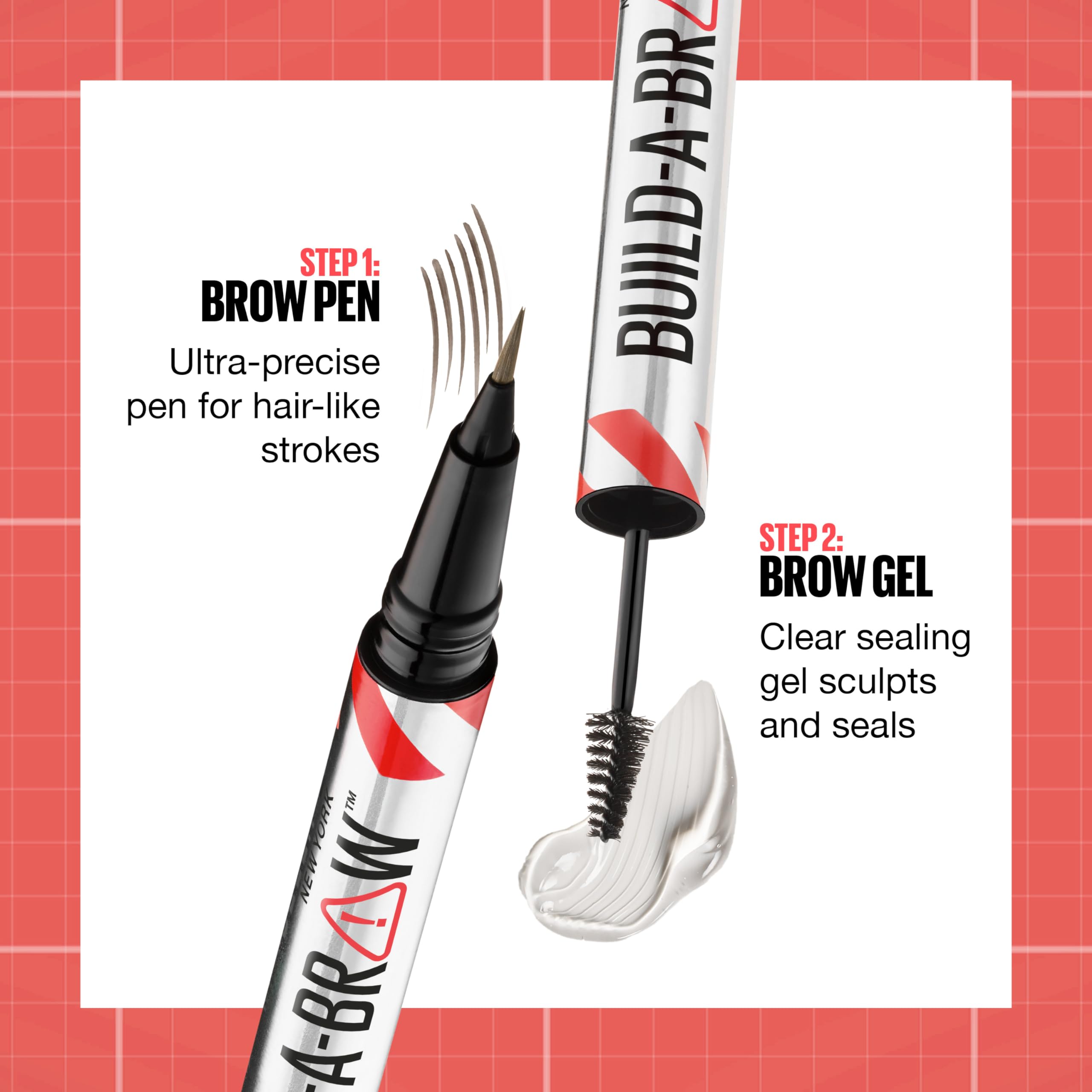 Maybelline Build-A-Brow 2-in-1 Brow Pen and Sealing Eyebrow Gel, Eyebrow Makeup for Real-Looking, Fuller Brows, Black Brown, 1 Count MAYBELLINE Au supplements