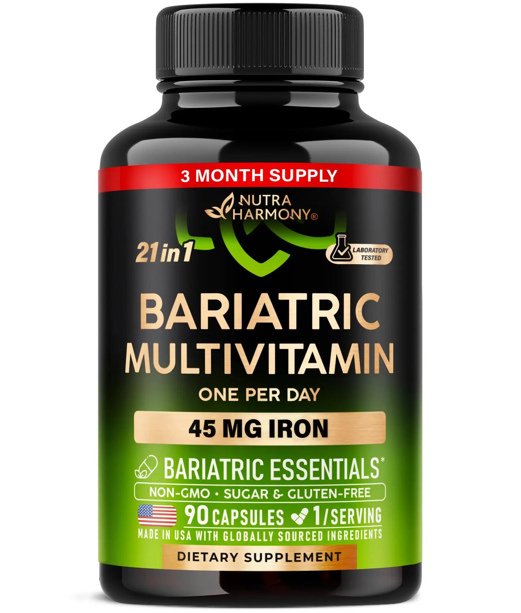 Bariatric Multivitamin - 45 mg Iron Supplements - Made in USA - for Women & Men - All-in-One, 21 Essential Vitamins - Gastric Sleeve Support NUTRAHARMONY Au supplements