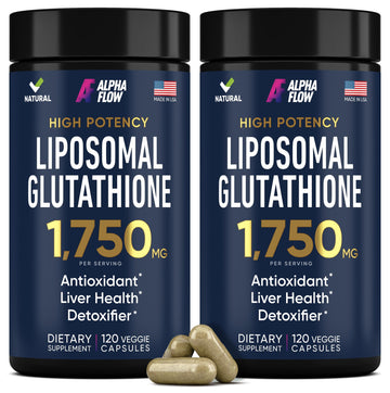 Alpha Flow (2 Pack) Liposomal Glutathione 1100mg – High Absorption Glutathione Supplement with Vitamin C, ALA & Phospholipid Complex – Liver Function, Skin & Immune Support – 240 Vegan Capsules Alpha Flow Au supplements
