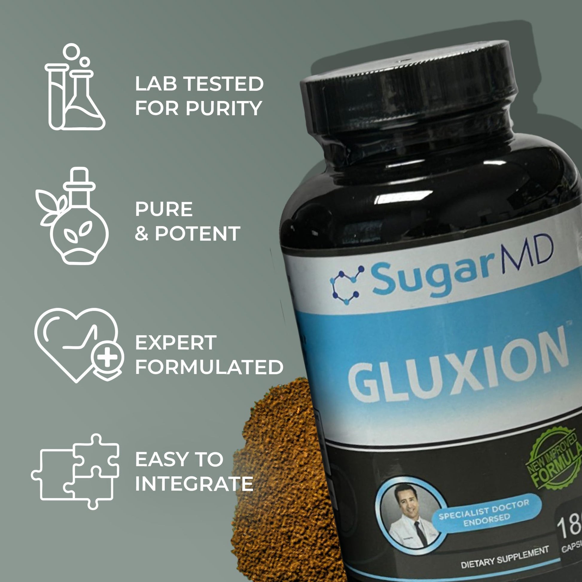 SugarMD GLUXION 3X Strength Formula | Advanced Botanical & Nutrient Blend for Spike Control| Vegan, Non-GMO, 180 Capsules SugarMD Au supplements