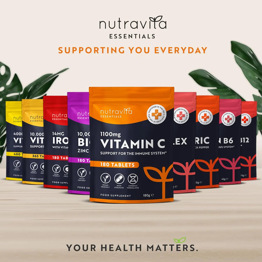 Vitamin C Tablets 1100mg – 180 Premium Vegan and Vegetarian Tablets – 3 Month Supply Nutravita Au supplements