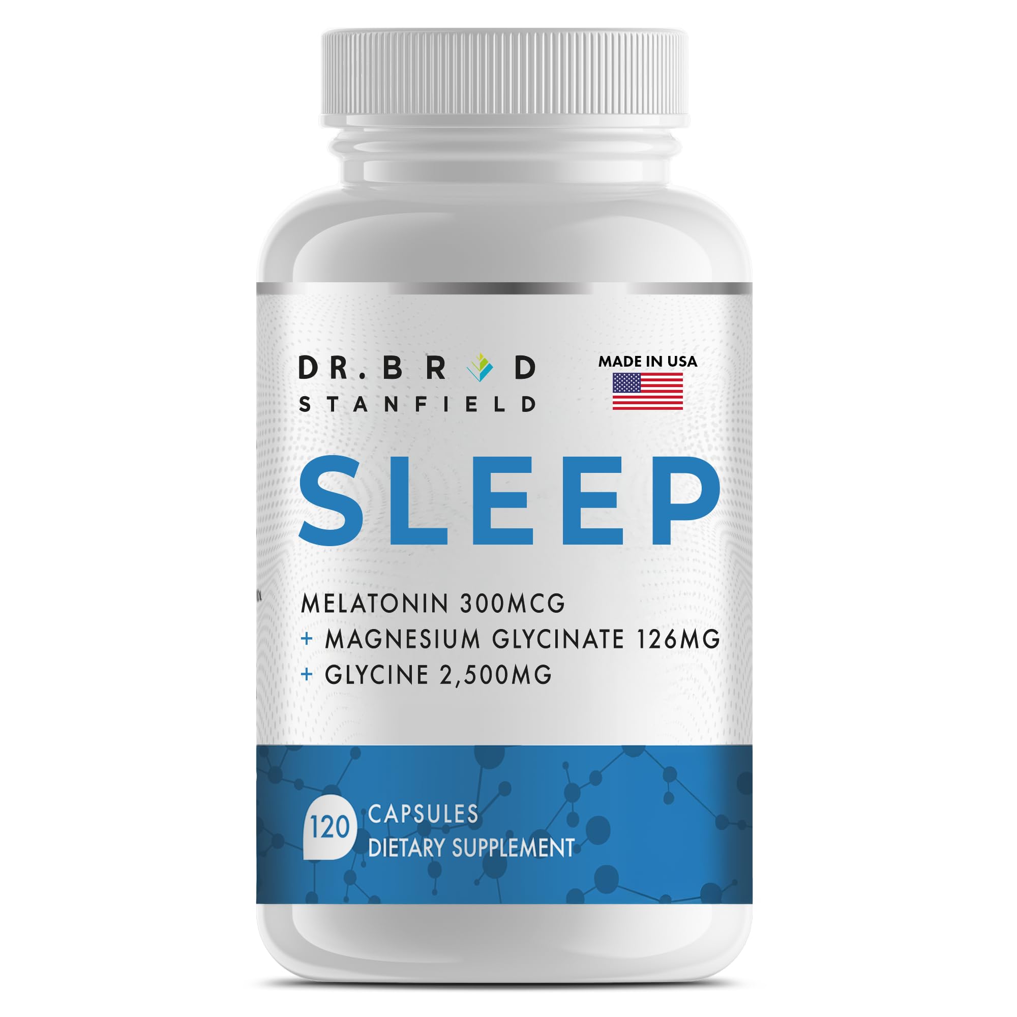Dr Brad Stanfield Melatonin 300mcg + Magnesium Glycinate 126mg + Glycine 2,500mg for Sleep (120 Count, 30 Servings) Dr Brad Stanfield Au supplements
