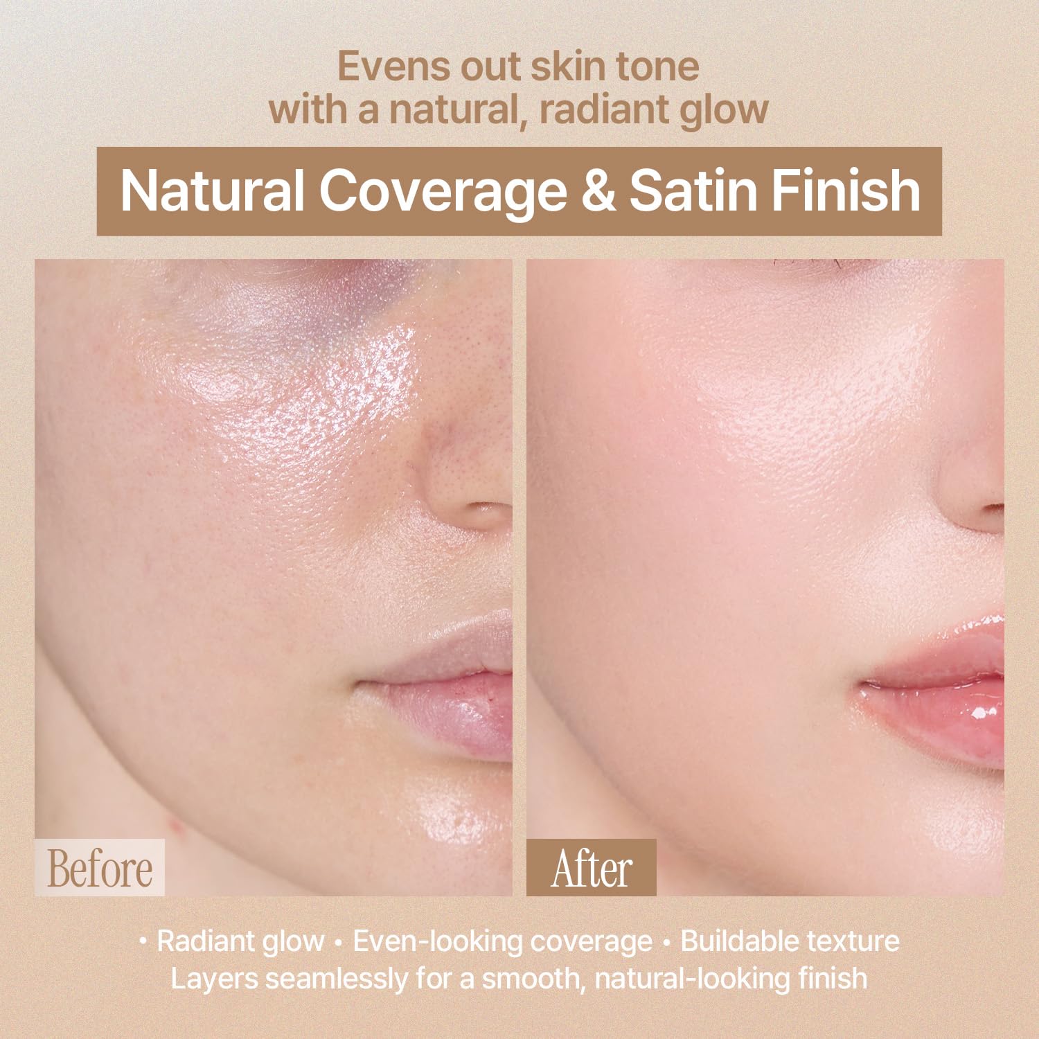LOVB LOVB Natural Cover Glow Cushion Foundation | Satin Radiant Finish | Korean Foundation Makeup | Long-Lasting Natural Coverage | for All Skin Types 0.42 oz. (23N Natural Beige) LOVB LOVB Au supplements