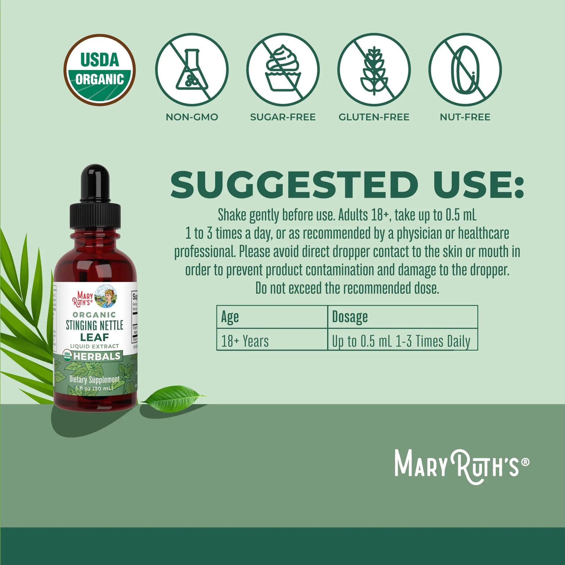 MaryRuth Organics Stinging Nettle Leaf Extract | Detox Supplement Herbal Drops | USDA Organic | Vegan | Non-GMO | Gluten Free | 1 Fluid Oz MARYRUTH'S Au supplements