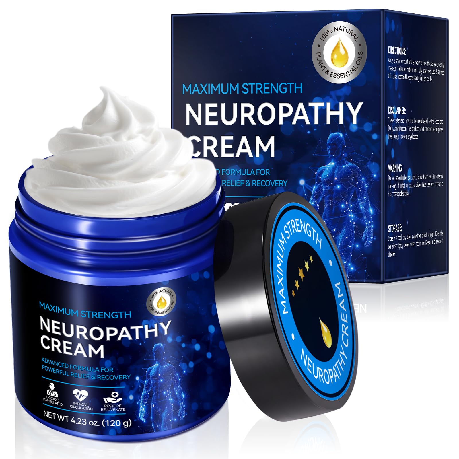 Neuropathy Cream for Feet, Legs & Hands – Lightweight, Plant-Based Formula with Cooling Comfort, 4 oz CFXYHNOX Au supplements