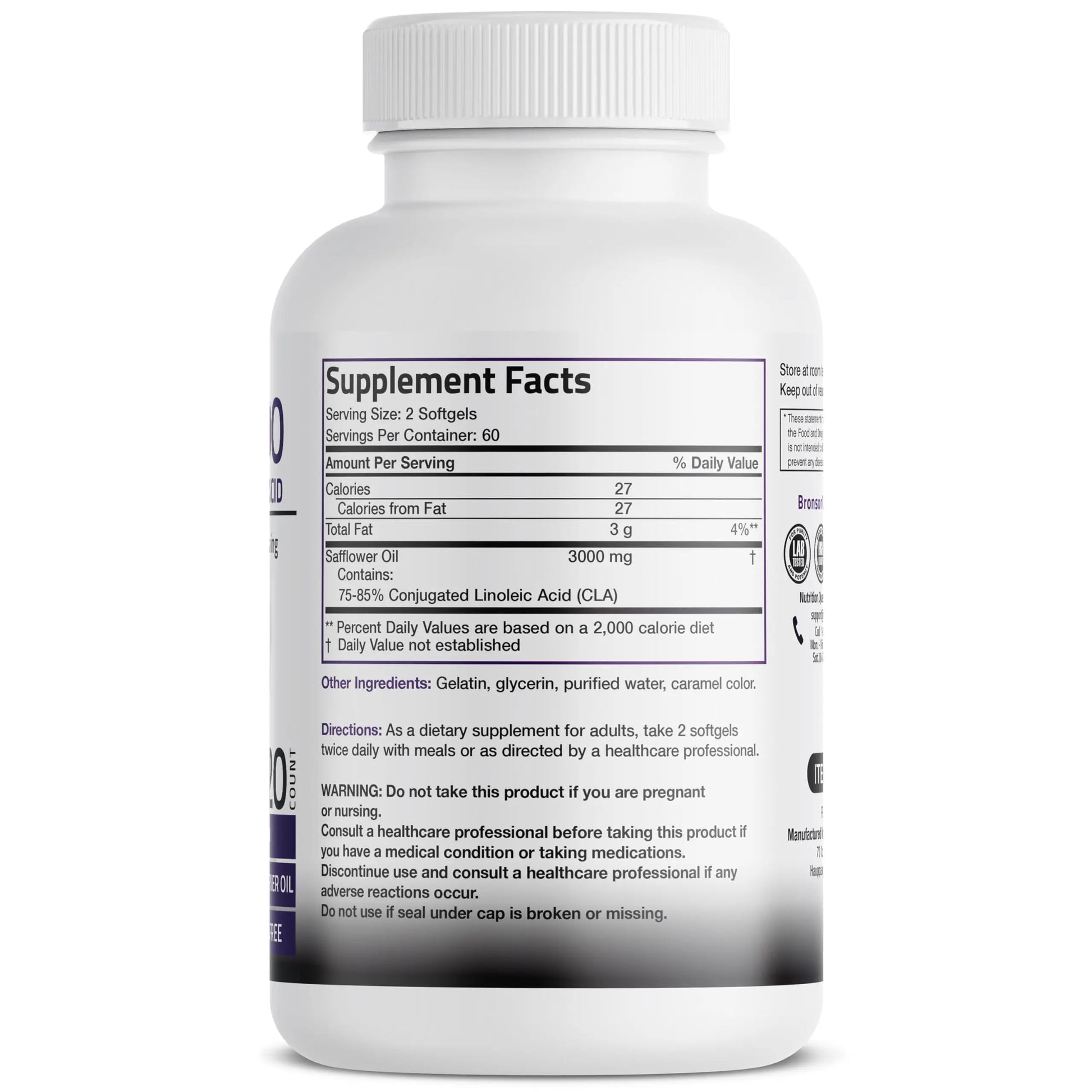 Bronson CLA 3000 Extra High Potency Supports Healthy Weight Management Lean Muscle Mass Non-Stimulating Bronson Au supplements