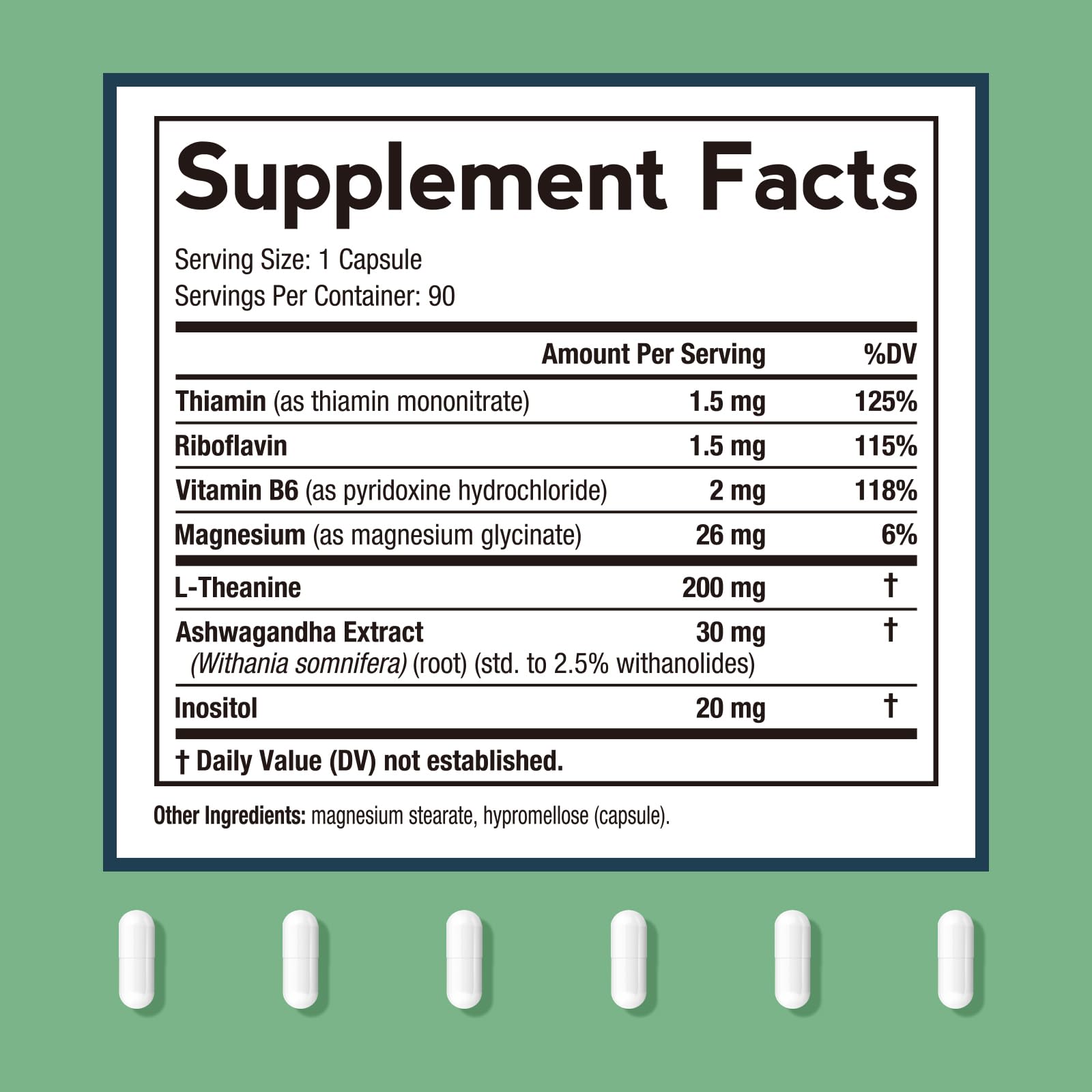 Doctor's Recipes L-Theanine 200 mg, Magnesium Glycinate, Ashwagandha, Inositol, Vitamin B6 B1 B2, Calm Relaxation Mood Cortisol Manager Nerve Focus Sleep Aid Quality No Drowsiness, Vegan, 90 Capsules Doctor's Recipes Au supplements