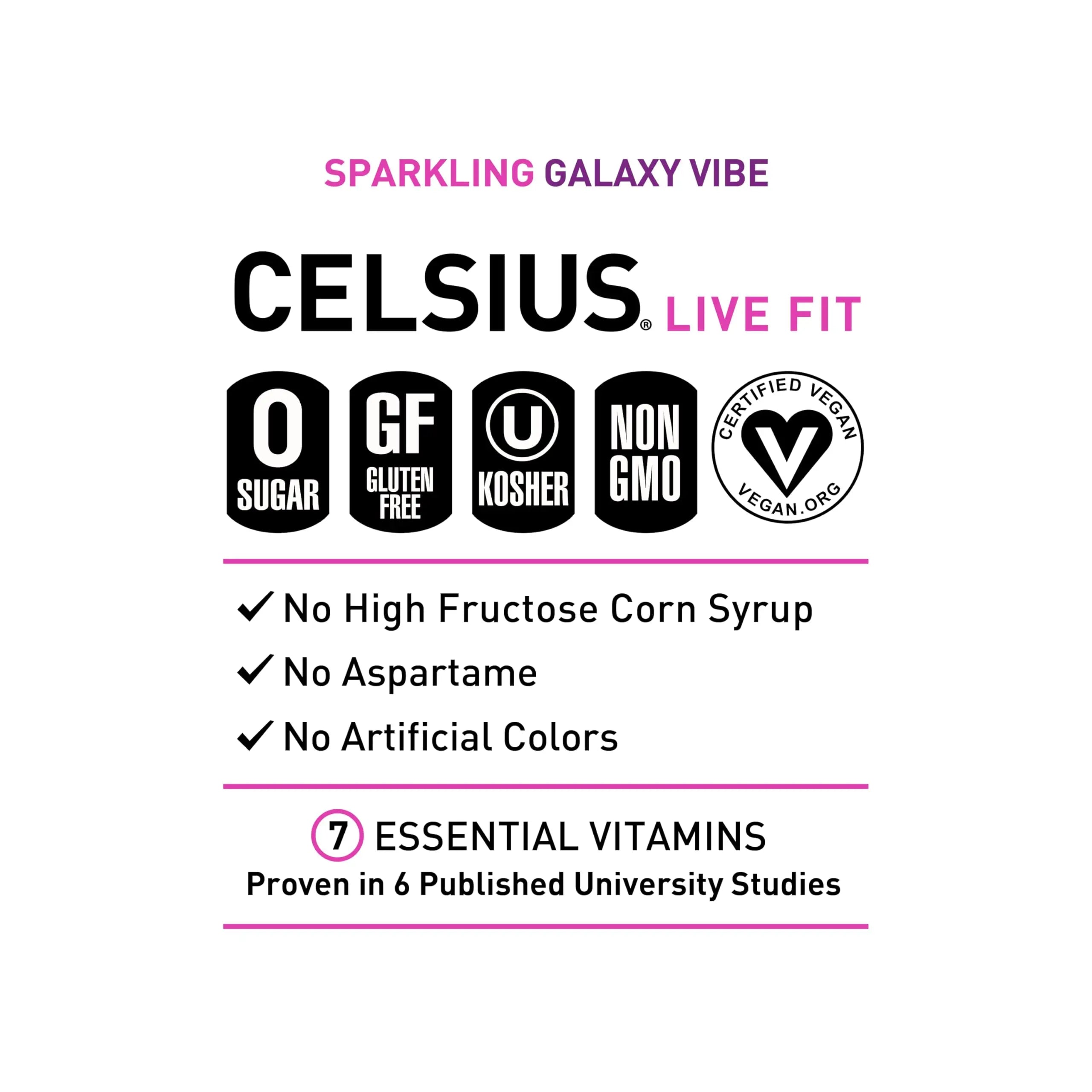 CELSIUS Sparkling Galaxy Vibe, Functional Essential Energy Drink 12 Fl Oz (Pack of 12) CELSIUS Au supplements