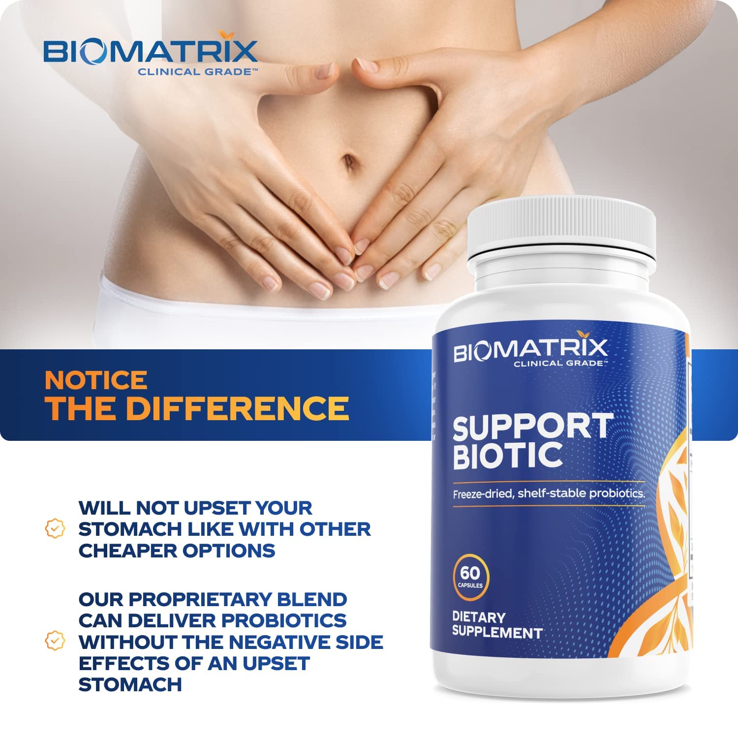 BioMatrix Saccharomyces boulardii Probiotic Supplement w/L. paracasei, L. rhamnosus, Bifidobacterium, Acidophilus – Prebiotic Complement – Temp-Stable, 30-60 Day Supply BioMatrix Au supplements