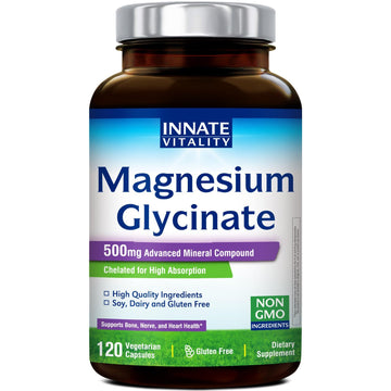 Innate Vitality Magnesium Glycinate 500mg | 70mg Elemental Magnesium Supplement - High Absorption, Non Buffered, Non-GMO & No Gluten - Vegan - Nerve Health - 120 Capsules (Pack of 1) Innate Vitality Au supplements