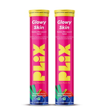 PLIX Glowy Skin 500mg Glutathione Supplement with Hyaluronic Acid, Vitamin C, E & Berries | 30 Effervescent Tablets, Strawberry Flavor PLIX - THE PLANT FIX Au supplements