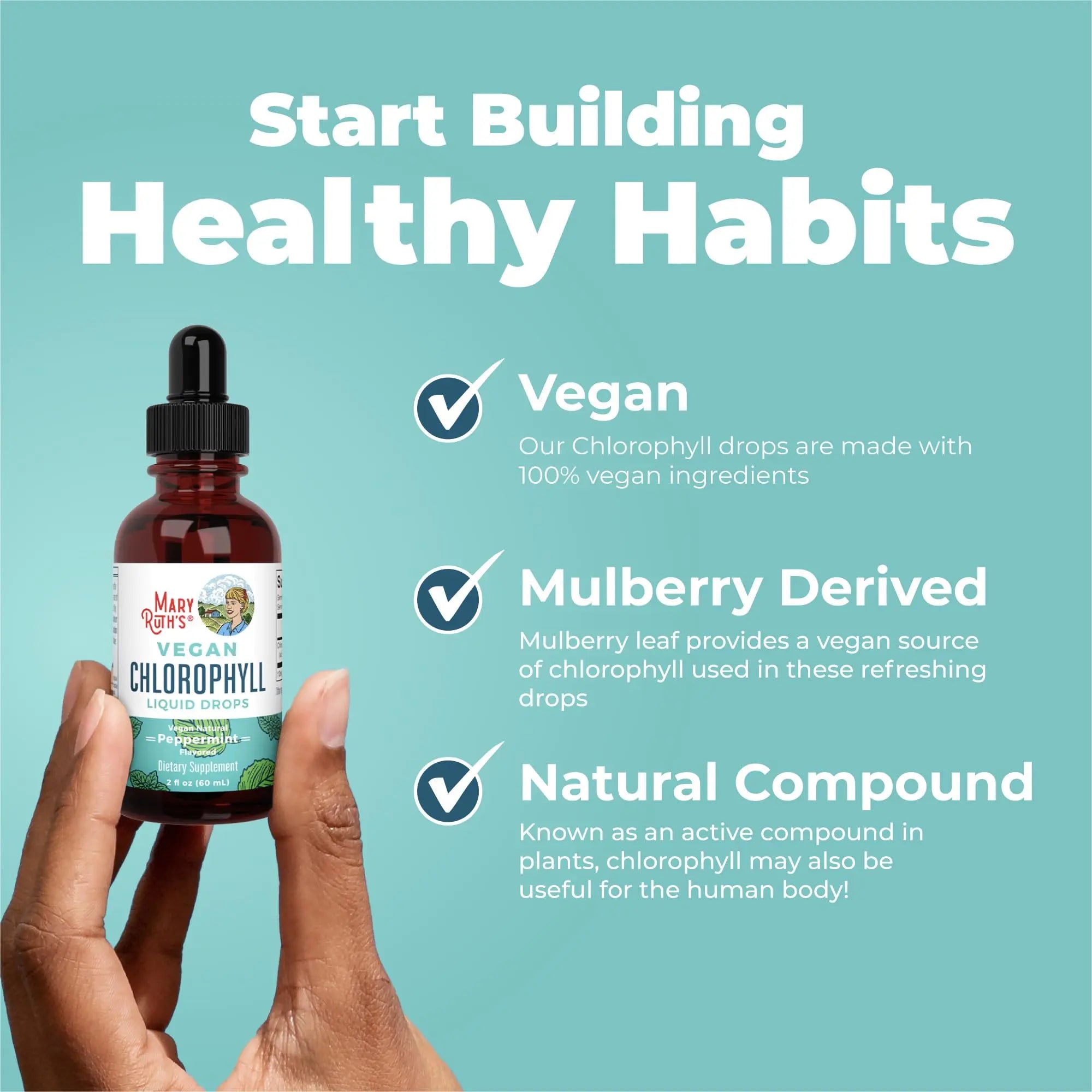 MaryRuth's Chlorophyll Liquid Drops | Clean Label Project Certified® | Vegan | Non-Diluted Liquid Chlorophyll| Mulberry Derived Supplement for Ages 14+ | Non-GMO | Delicious Minty Flavor | 2 Fl Oz MARYRUTH'S Au supplements
