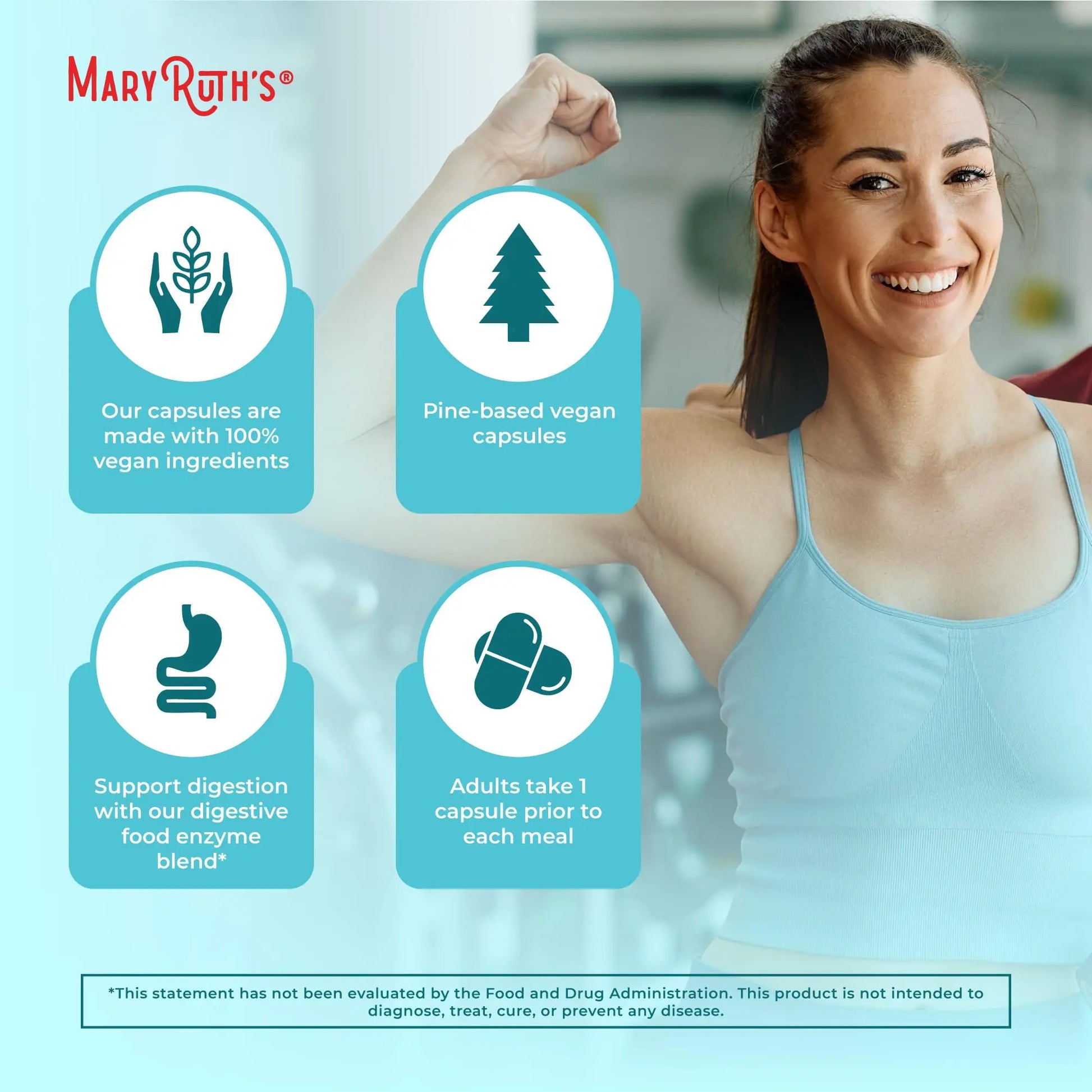 MaryRuth Organics Digestive Enzymes | Up to 2 Month Supply | Vegan Digestive Health Aid and Gut Health Enzyme Complex | Over 12 Enzymes | Vitamins B6 & B12 MARYRUTH'S Au supplements