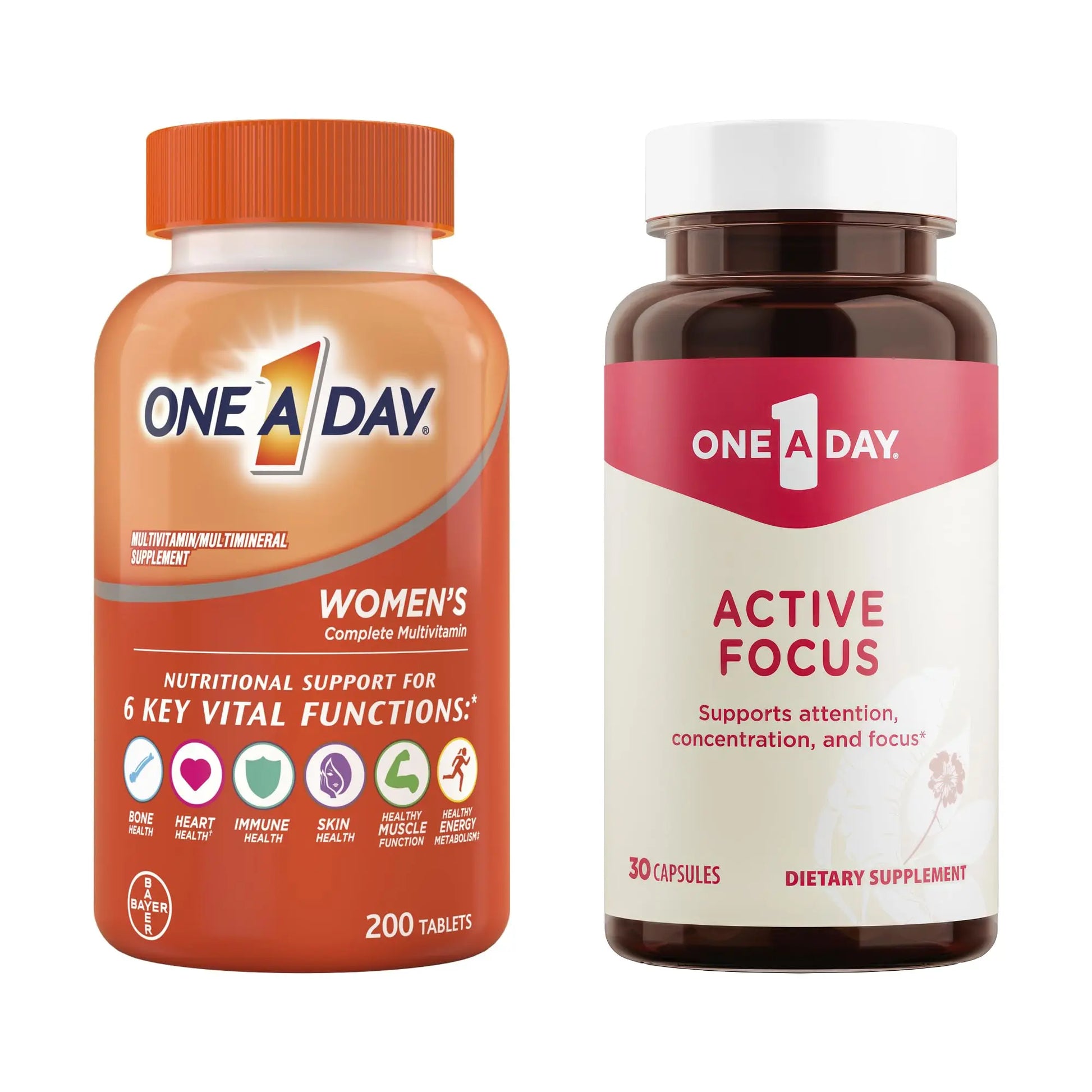 ONE A DAY Bundle Multivitamin for Women 200 Count Tablets Active Focus Supplement ONE A DAY Au supplements