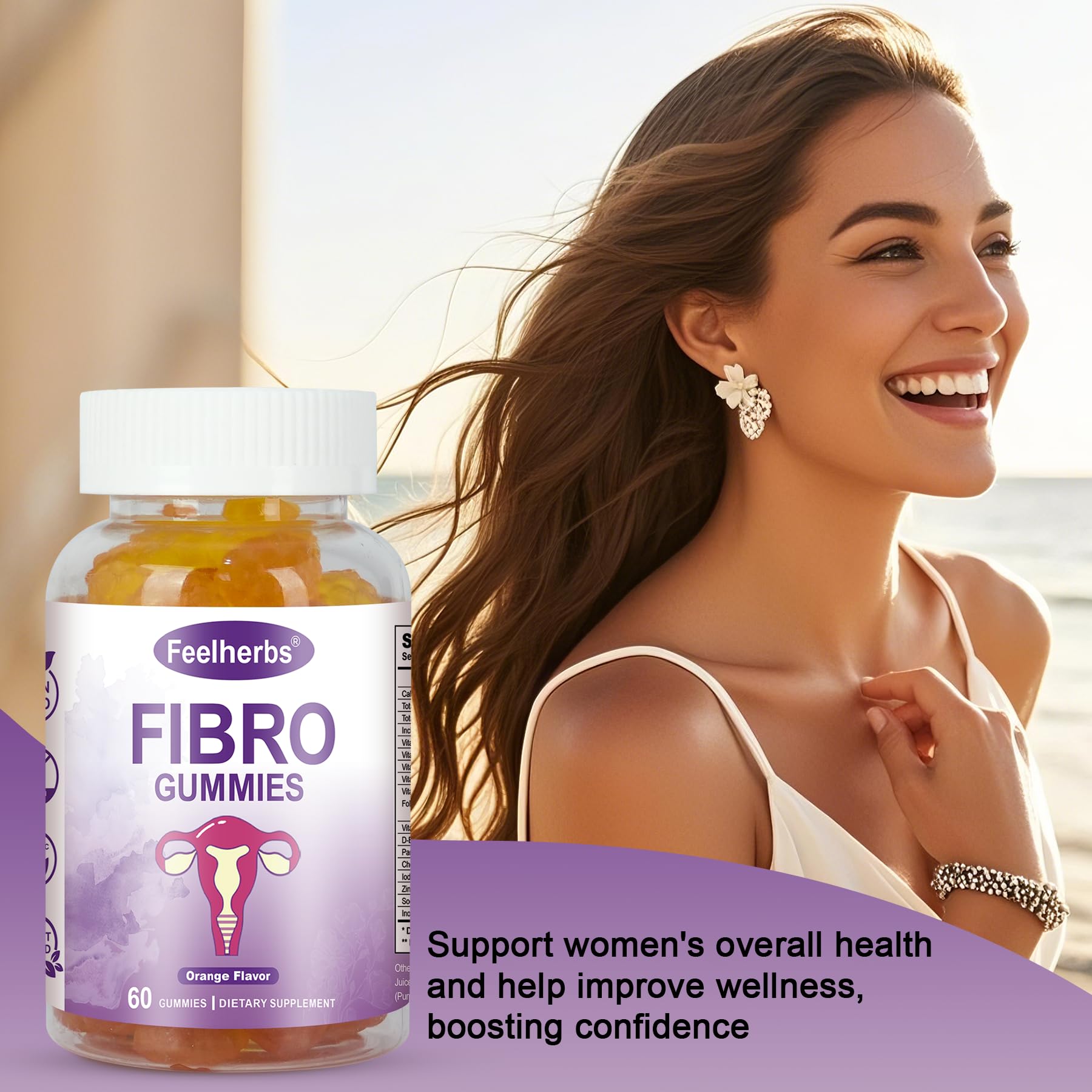 Feelherbs Fibro Gummies for Women, Pack of 2, Multivitamin Inositol Gummies with Inositol, Biotin, Vitamins A, C, D3, E, B6, B12, 60 Gummies Per Bottle Feelherbs Au supplements