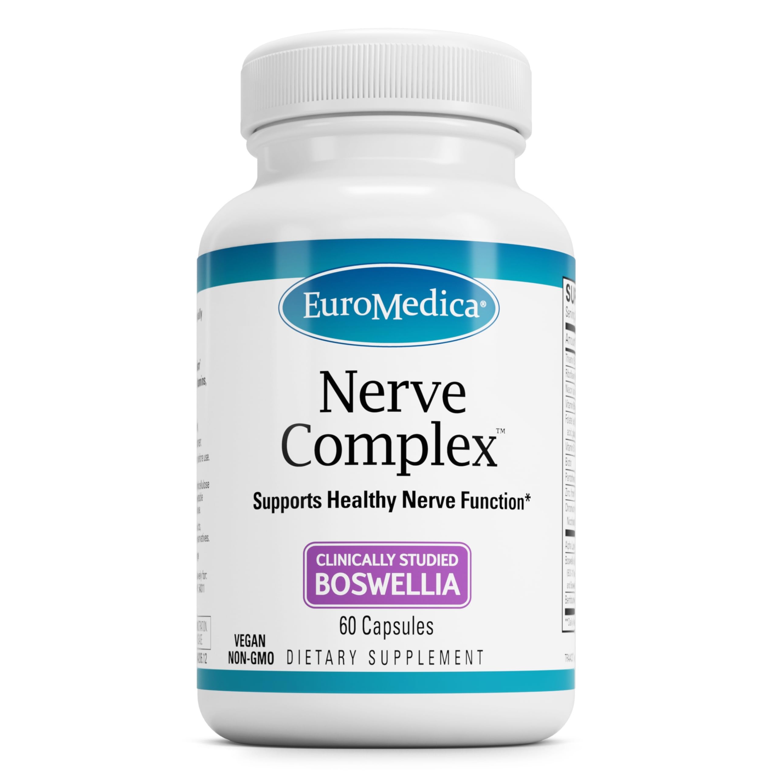 EuroMedica Nerve Complex - Herbal Supplement with Bioactive Vitamin B12 - Circulation & Nerve Health Support Supplement - Vegan Capsules with Boswellia Serrata - 60 Capsules EuroMedica Au supplements