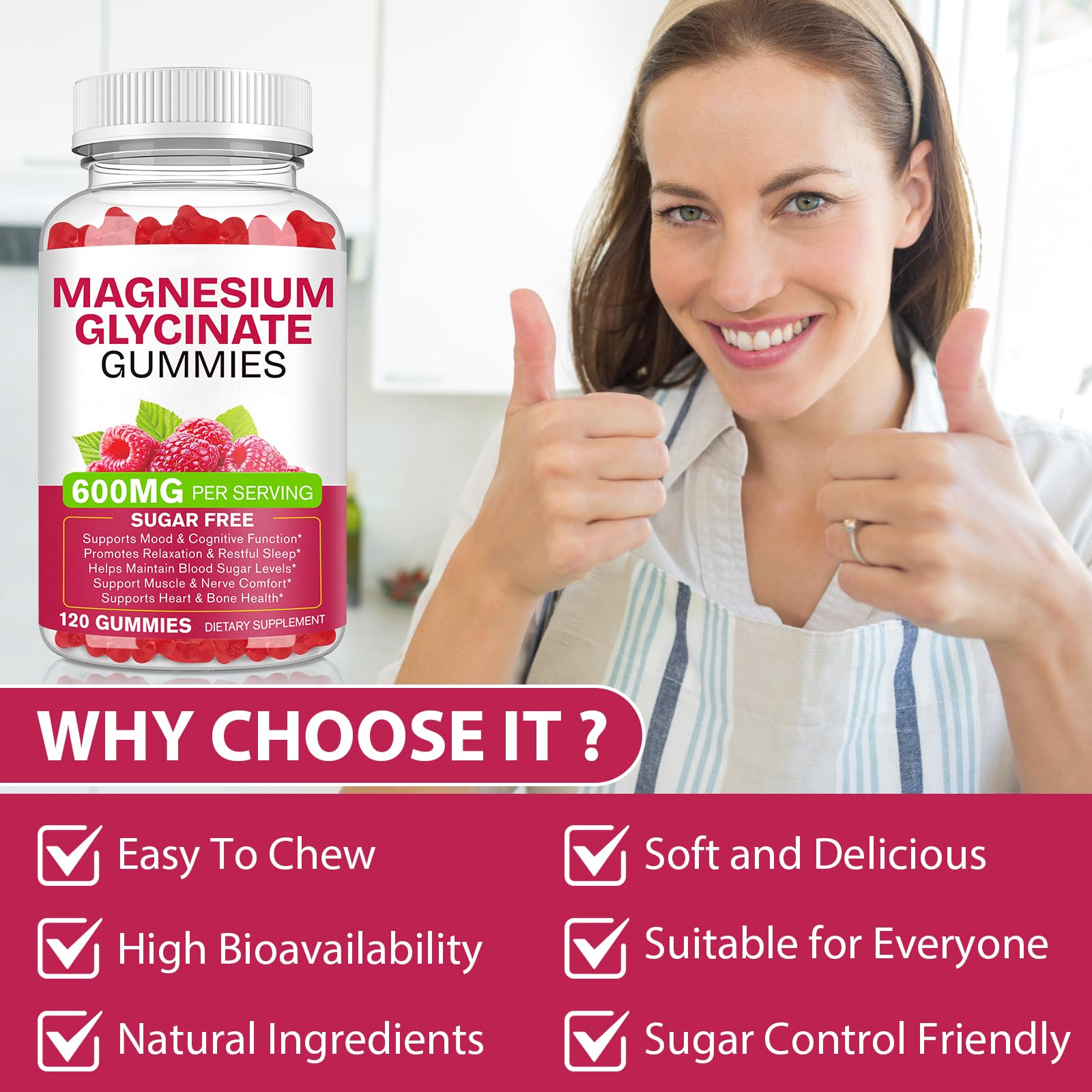 Magnesium Glycinate Gummies 600mg 120 Count - Sugar Free Magnesium Supplement - Supports for Sleep, Memory, Mood, Muscle, Relaxation, Heart & Bone Health BOIUOITI Au supplements