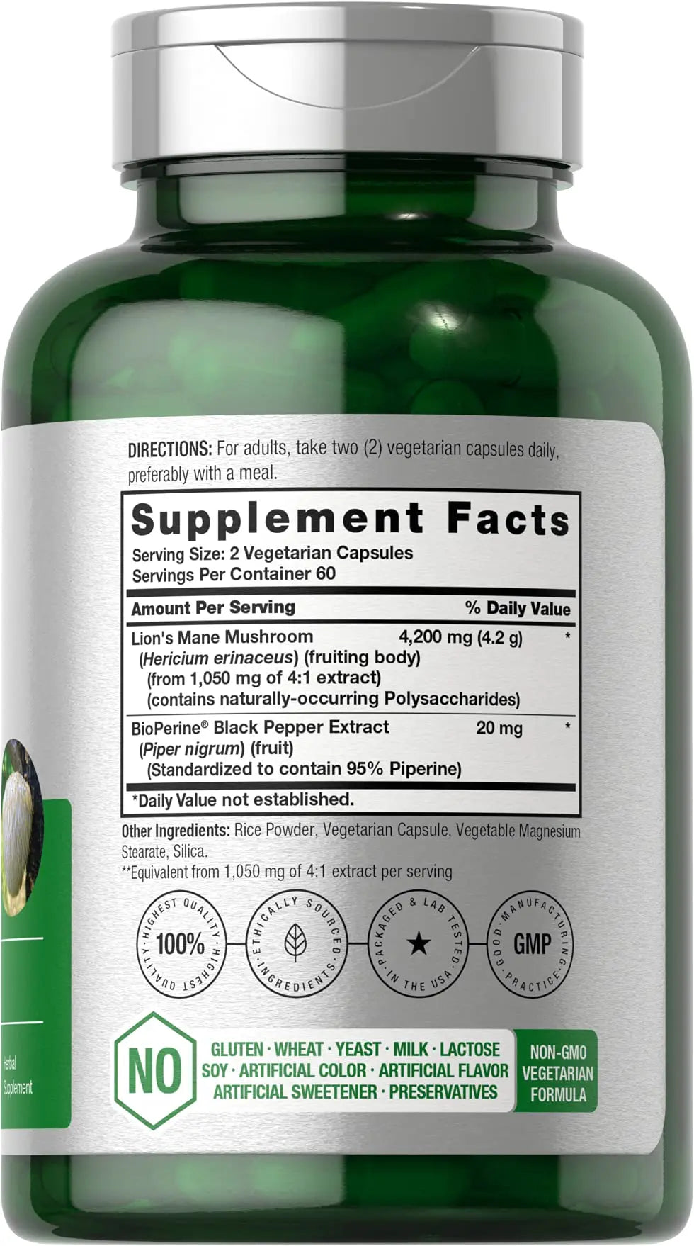 Horbäach Lions Mane Mushroom Extract | 4200mg | 120 Capsules | Vegetarian Horbäach Au supplements