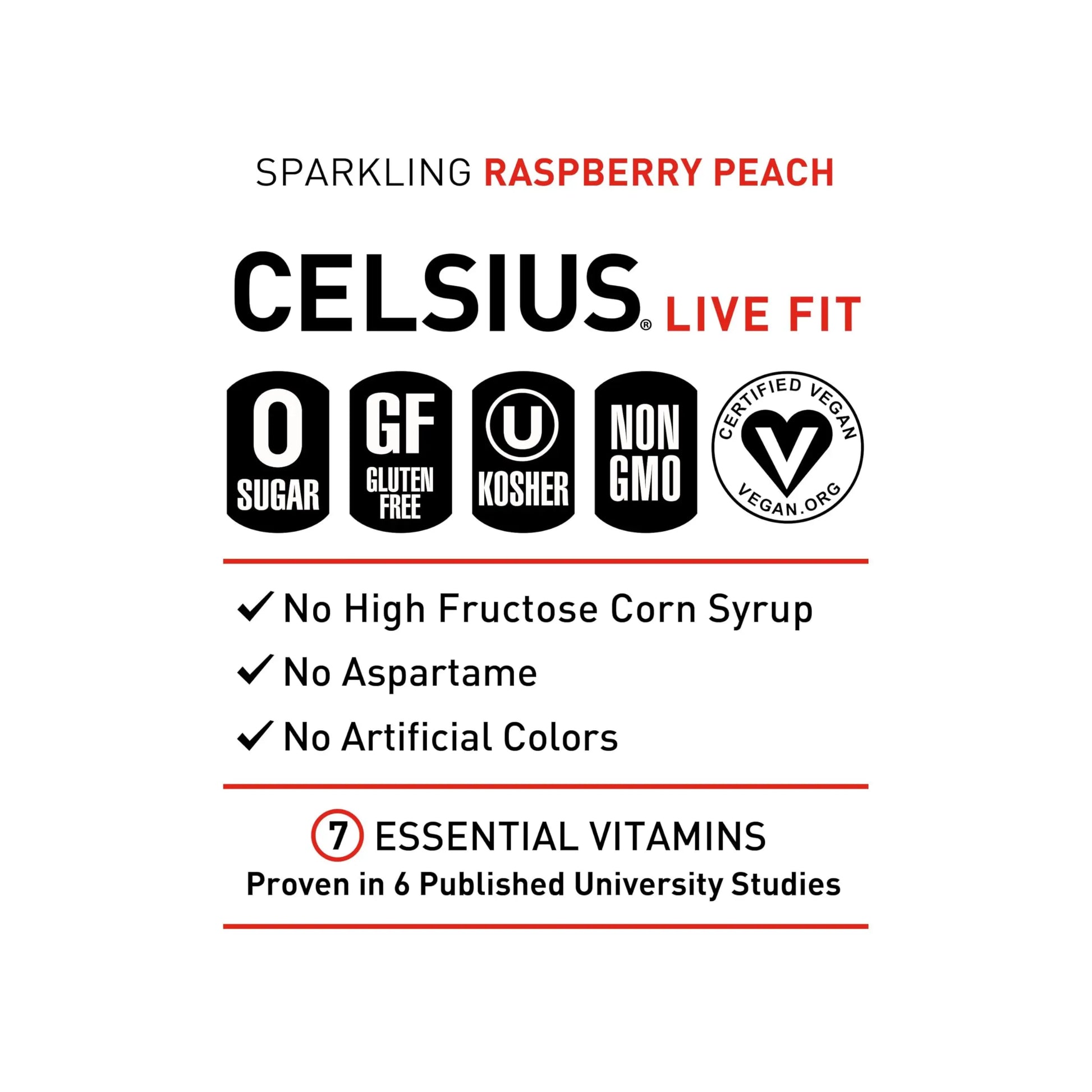 CELSIUS Sparkling Raspberry Peach, Functional Essential Energy Drink 12 Fl Oz (Pack of 12) CELSIUS Au supplements