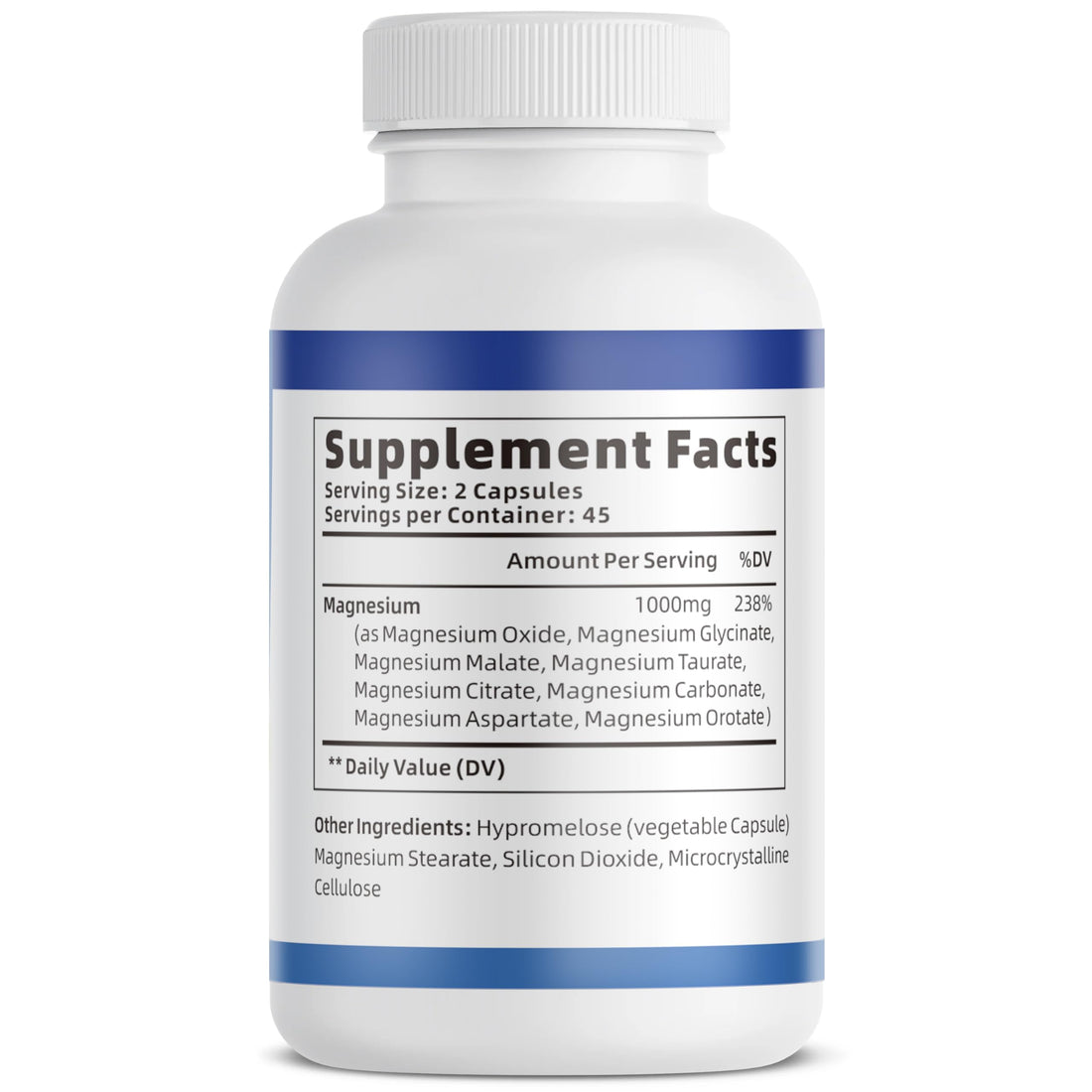 1000mg Magnesium Complex for Women & Men*, 8 Elemental with Magnesium Glycinate, Citrate, Malate, Taurate, Oxide, Carbonate, Aspartate, Orotate for Bones, Muscle