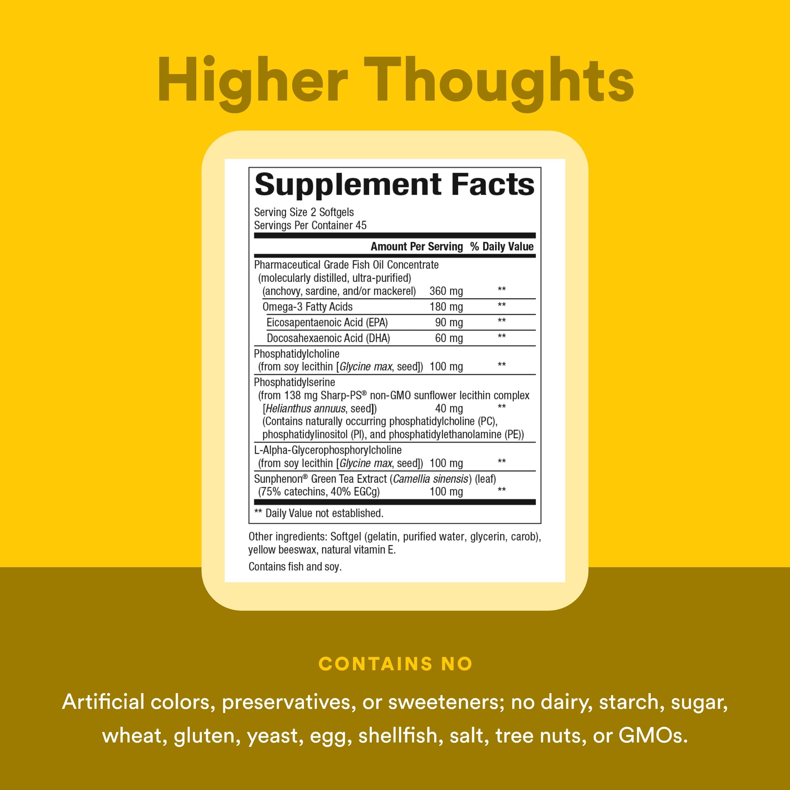 Natural Factors Higher Thoughts - Supports Cognitive & Cardiovascular Health* - Fish Oil, Fatty Acids, EPA, DHA & More - 90 Softgels Natural Factors Au supplements